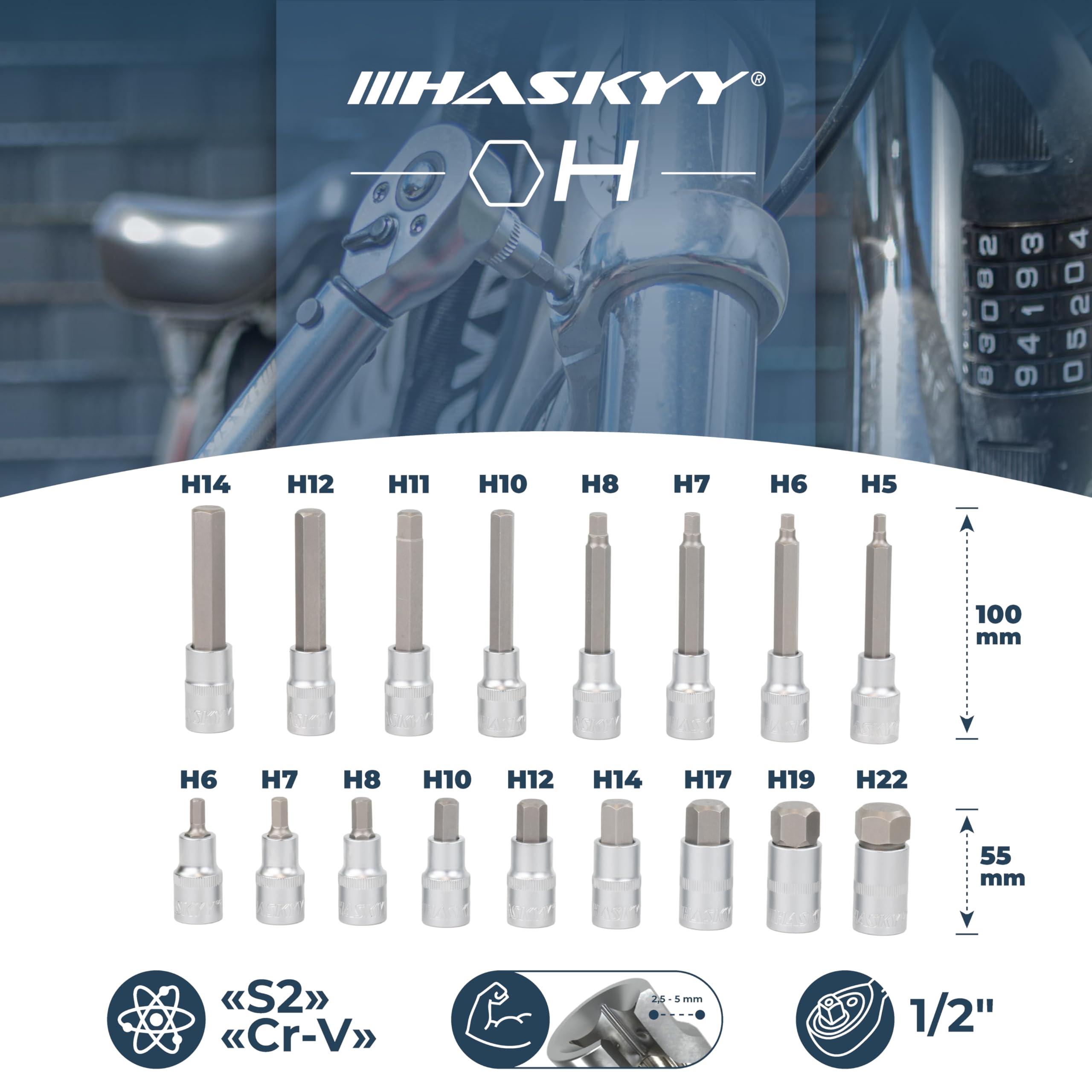 Juego De Llaves De Vaso Hexagonales Métricas De 18 Piezas | Cuotas Sin