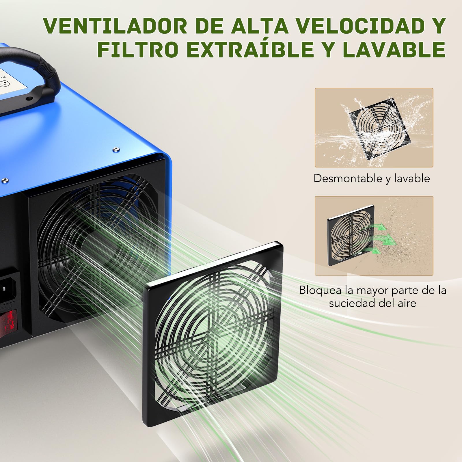 Generador de Ozono, FELLAT 30,000mg/h Purificador de Aire con Botón de Control Inteligente para 300 ㎡, Máquina de Ozono con Temporizador, Dispositivo de Ozono O3 Portátil para Hogar, Granjas