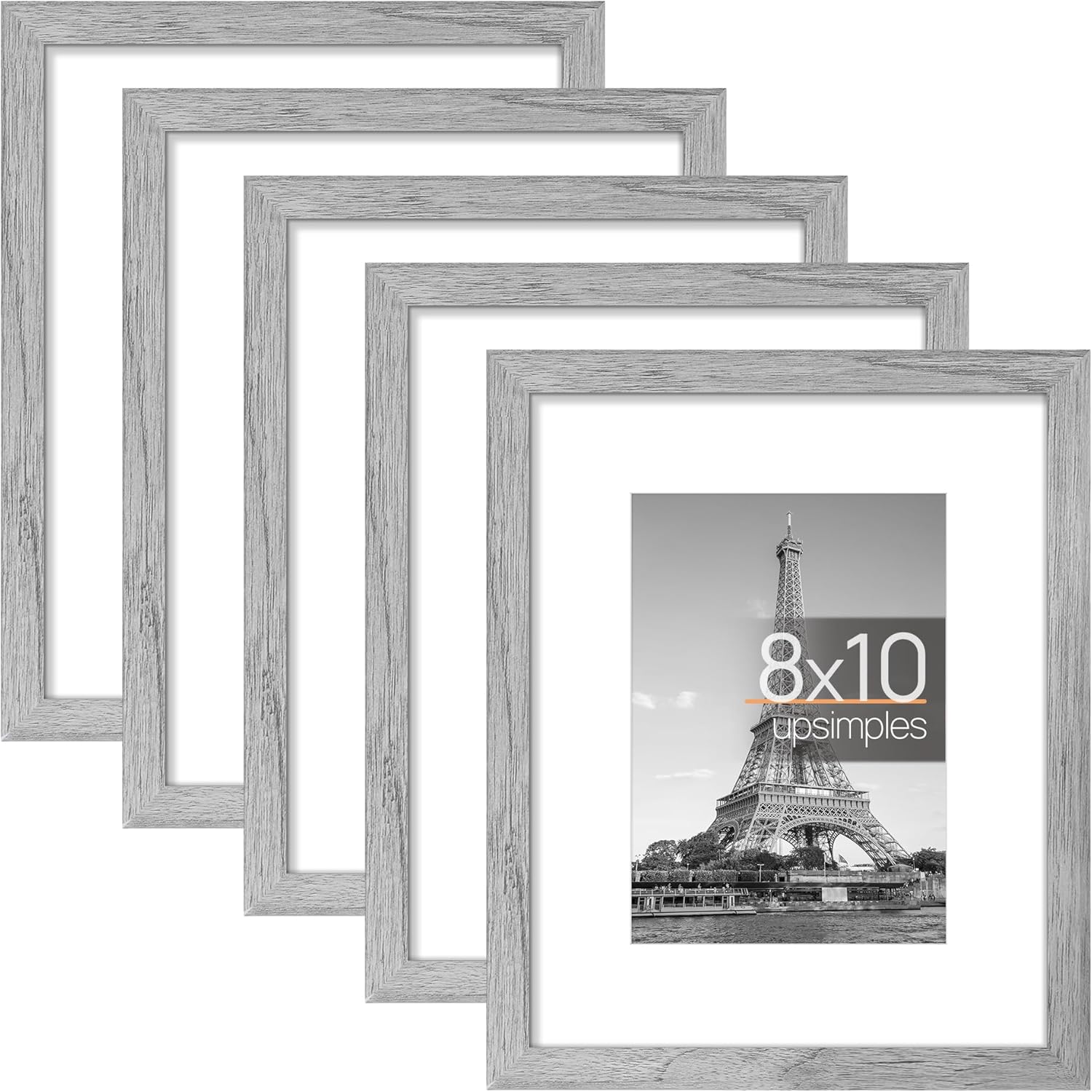 upsimples 8x10 Picture Frame Set of 5, Display Pictures 5x7 with Mat or