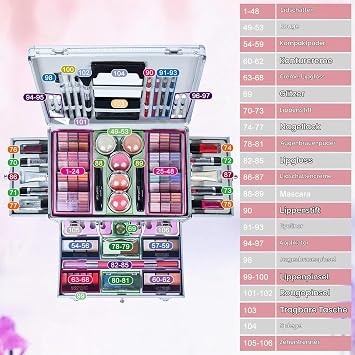 FantasyDay Multifunctional Exquisite Makeup Gift Set Cosmetic Makeup Kit for Face Eyes and Lips - Makeup Palettes Vanity Case with Eyeshadow Palette Lipstick Blush Mascara Brush