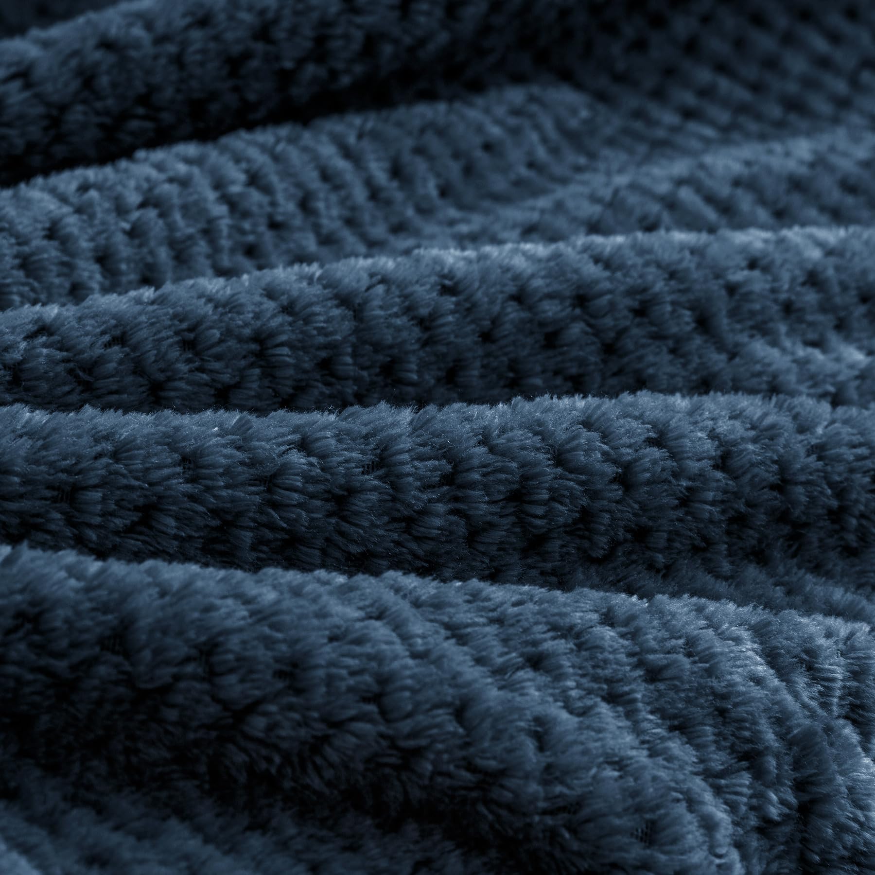 BEDELITE Travel Blanket with Bag, Jacquard Fleece Blanket 65"x40", Navy view 6