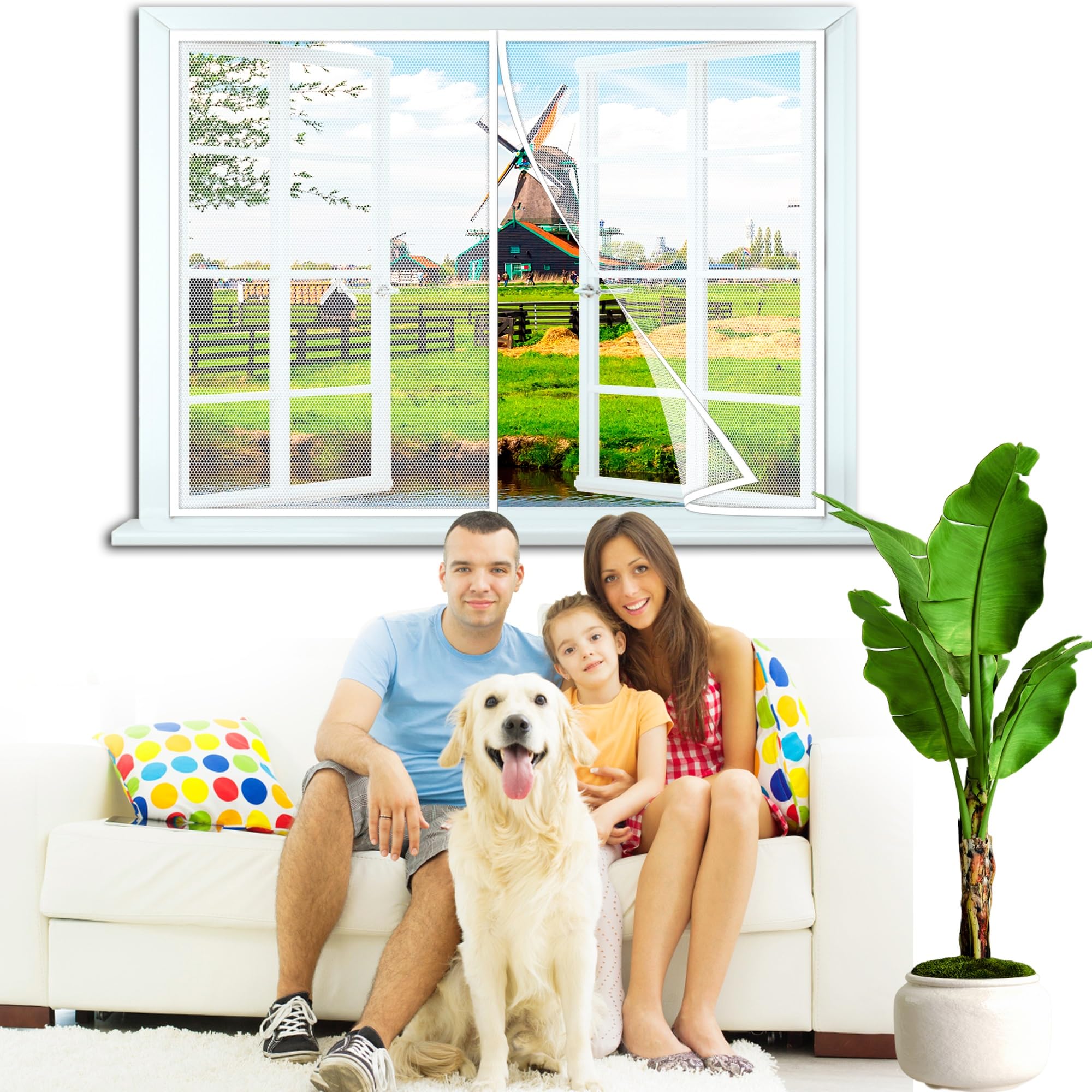 Ldqbf White Insect Protection Window No Gap, 125X190cm Magnetic Mesh Screen Doors Magnets, Heavy Duty Door Net Screen Magnetic Closure For Single Door
