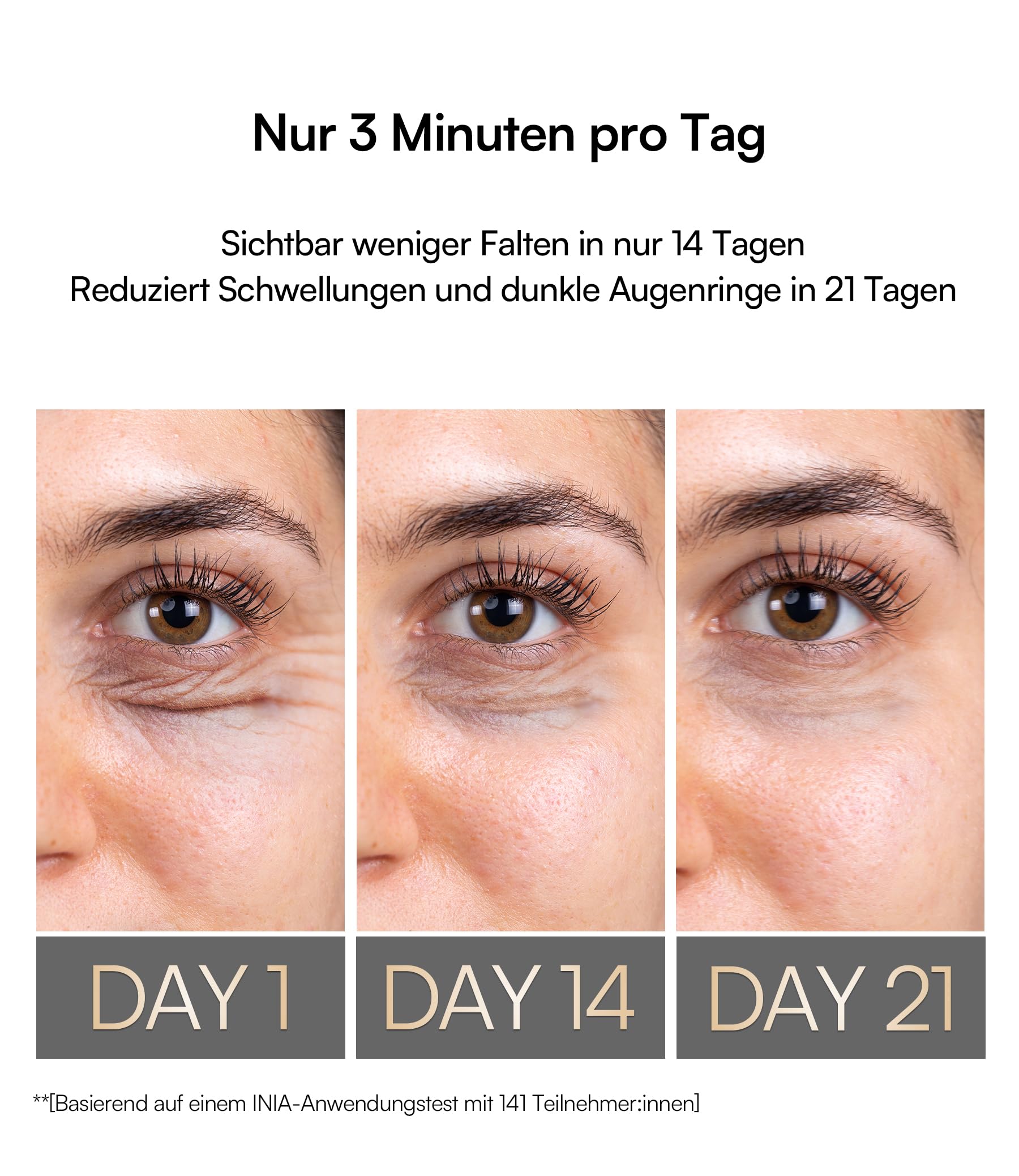 INIA Augenmassagegerät gegen Augenringe & Tränensäcke, EMS Gesichtsmassagegerät mit Rotlicht & Wärme, Anti-Aging Face Massager zur hautstraffung, Schwellungen & Fältchen entfernen–Tragbar, 3 Modi