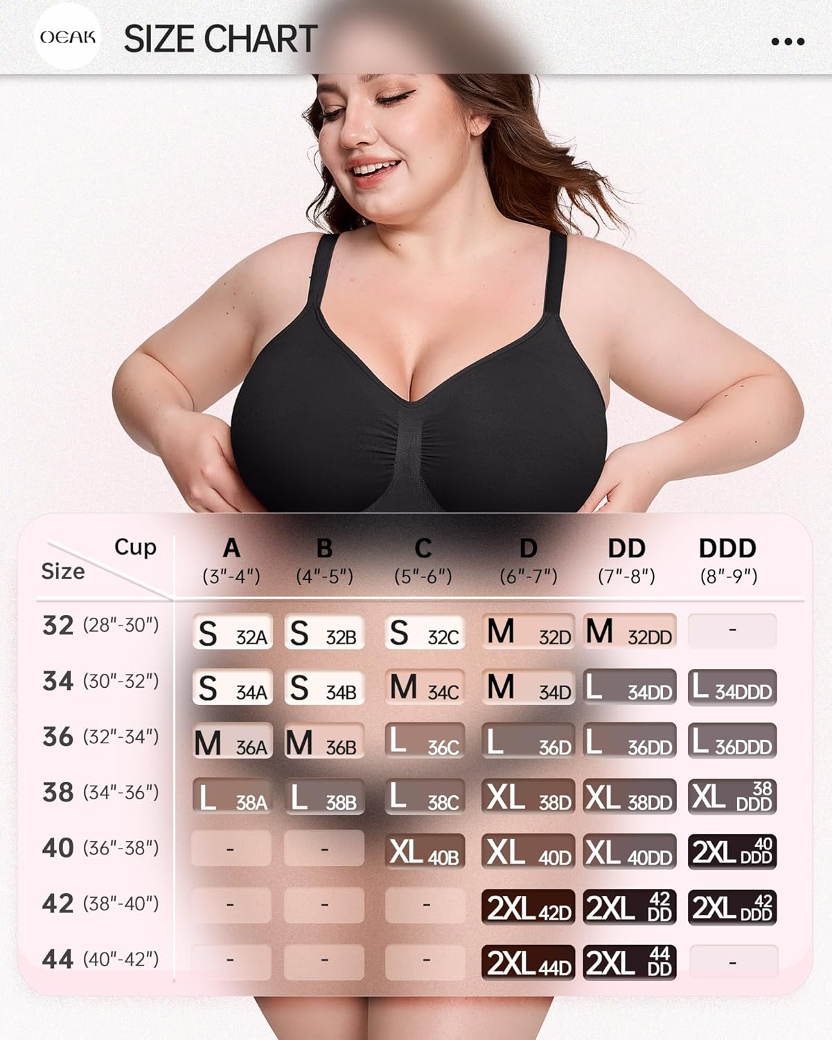 OEAK Bralettes for Women with Support Comfortable Wireless Bras Seamless Bralette No Underwire Bra Cute Everyday Tshirt Bras L Black - Image 6