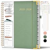 Academic Planner 2025-2026&comma; Weekly and Monthly Calendar Planner from July 2025 - June 2026&comma; 8&period;5" x 11" Hardcover Leather Hourly Appointment Book with Tabs&comma; Spiral Daily Planners for College School Teacher Student&comma; Green