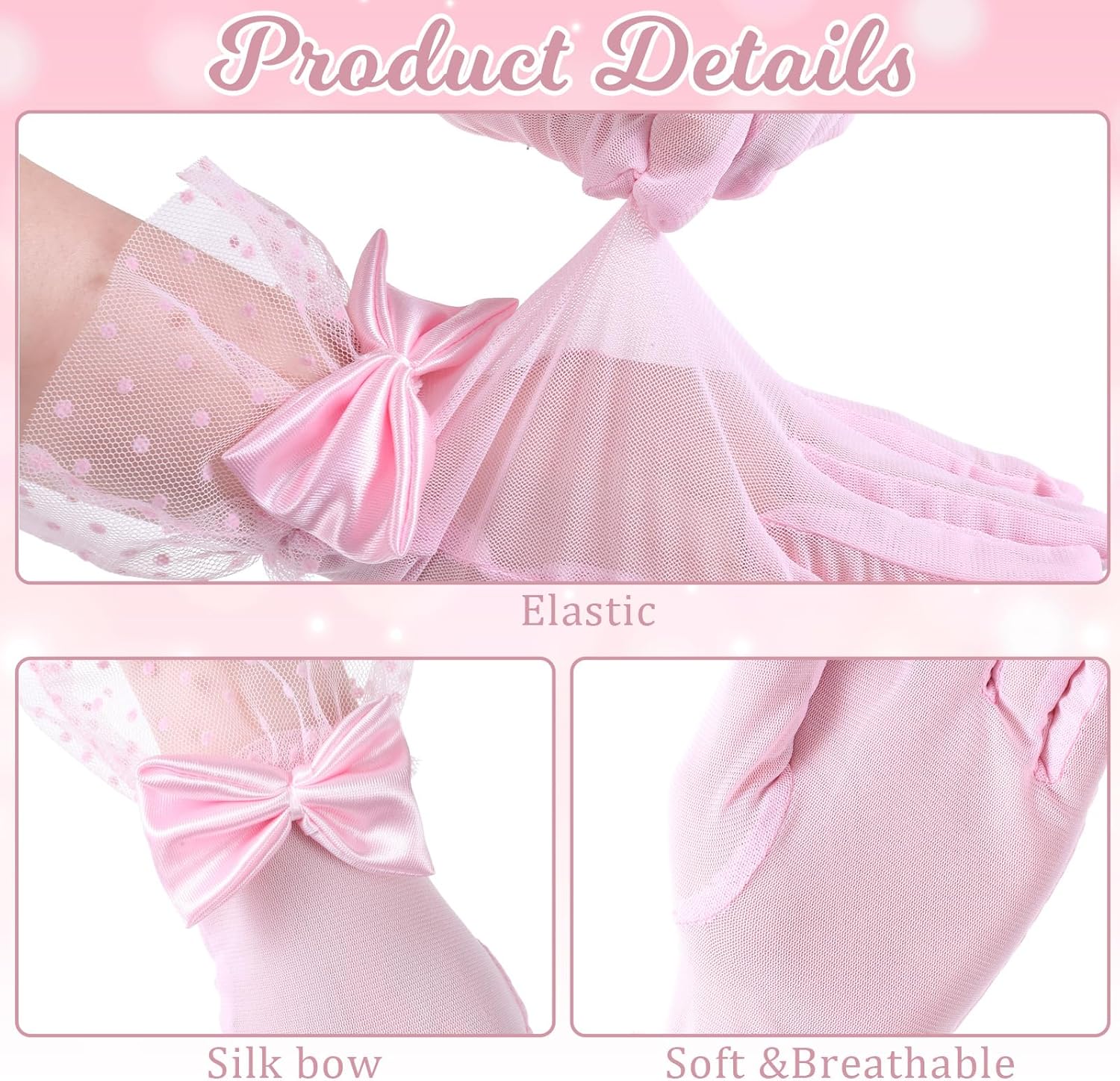 Lace Glove, Bow Short Prom Gloves Women Lace Gloves, Wedding Tea Party Glove, Evening Elegant Accessories - Image 3