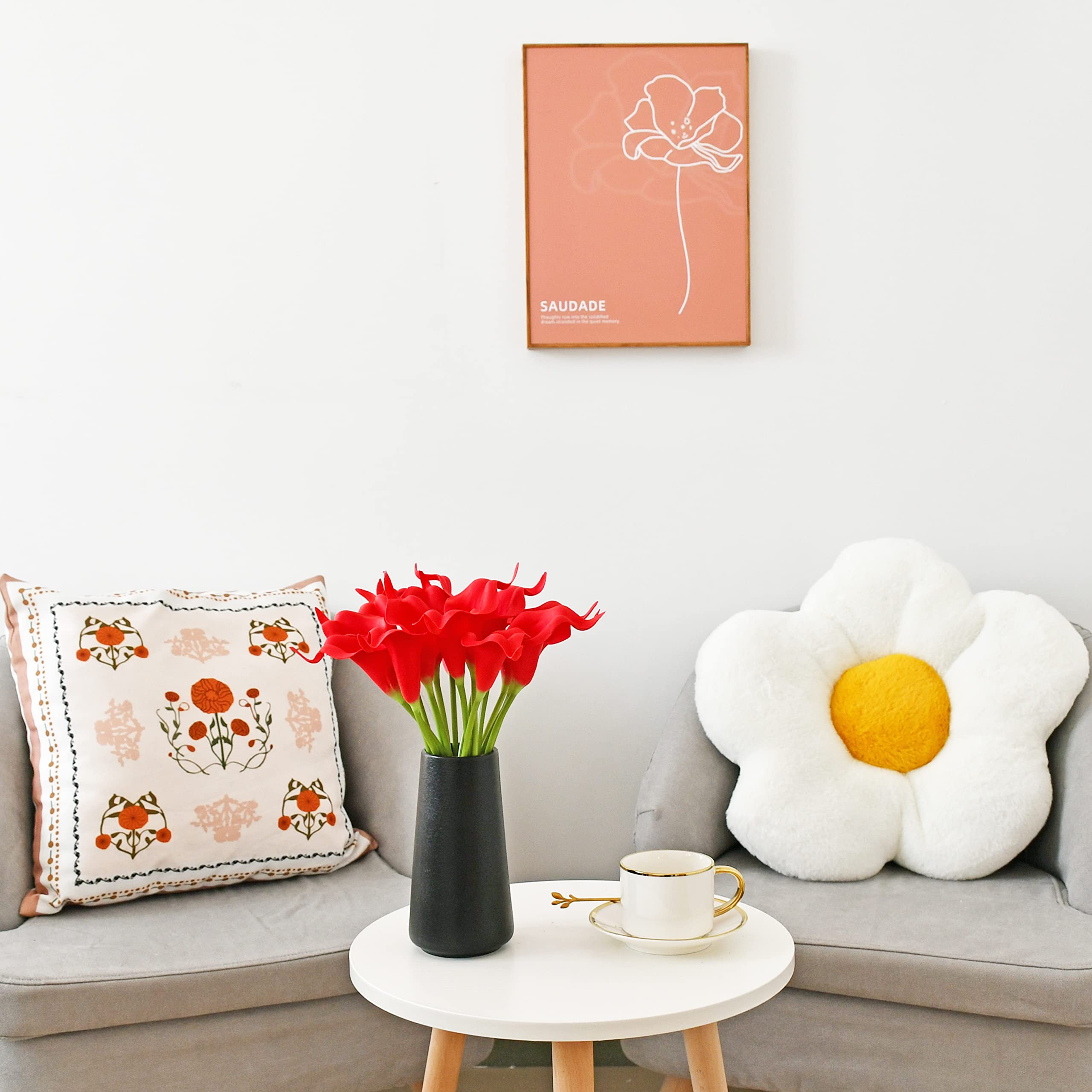 Amazon｜Mandy's 赤い花 人工オランダカイウ シルク フェイクフラワー