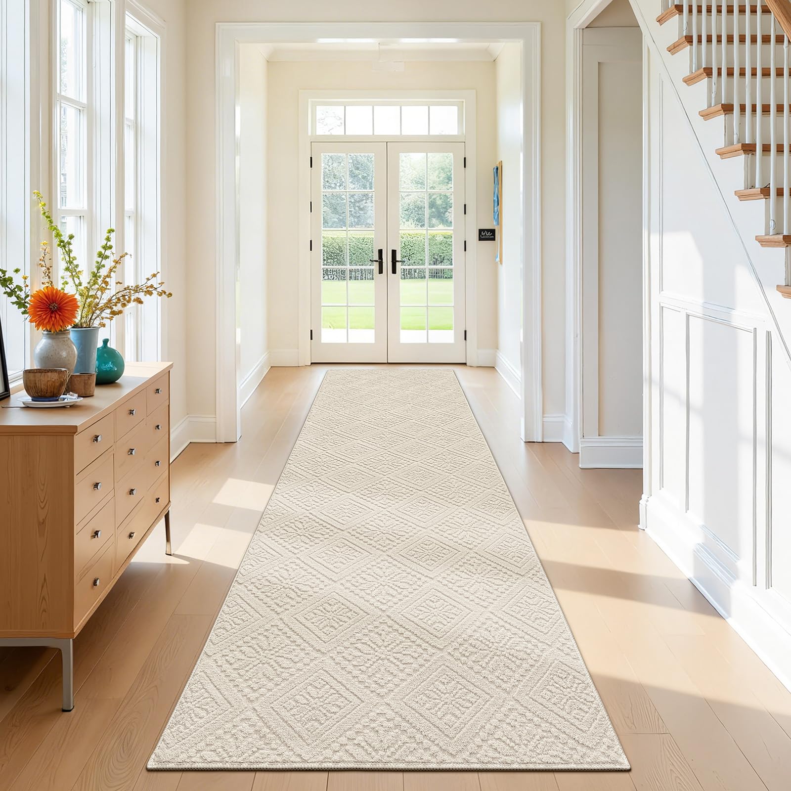 SHACOS Beige Hallway Runner Rug Non Slip, Long Carpet Runners 80x250 cm โ image 1