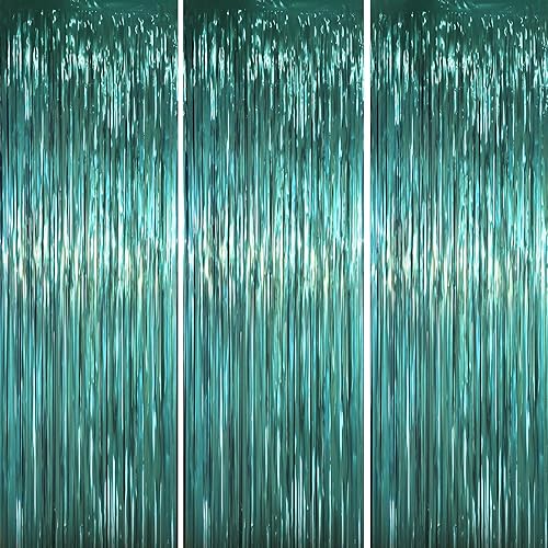 Miniatura 34 de Cortinas de 3.3 x 6.6 pies con flecos de papel de aluminio, decoraciones de fiesta con serpentinas, telón de fondo con flecos para cumpleaños, baby