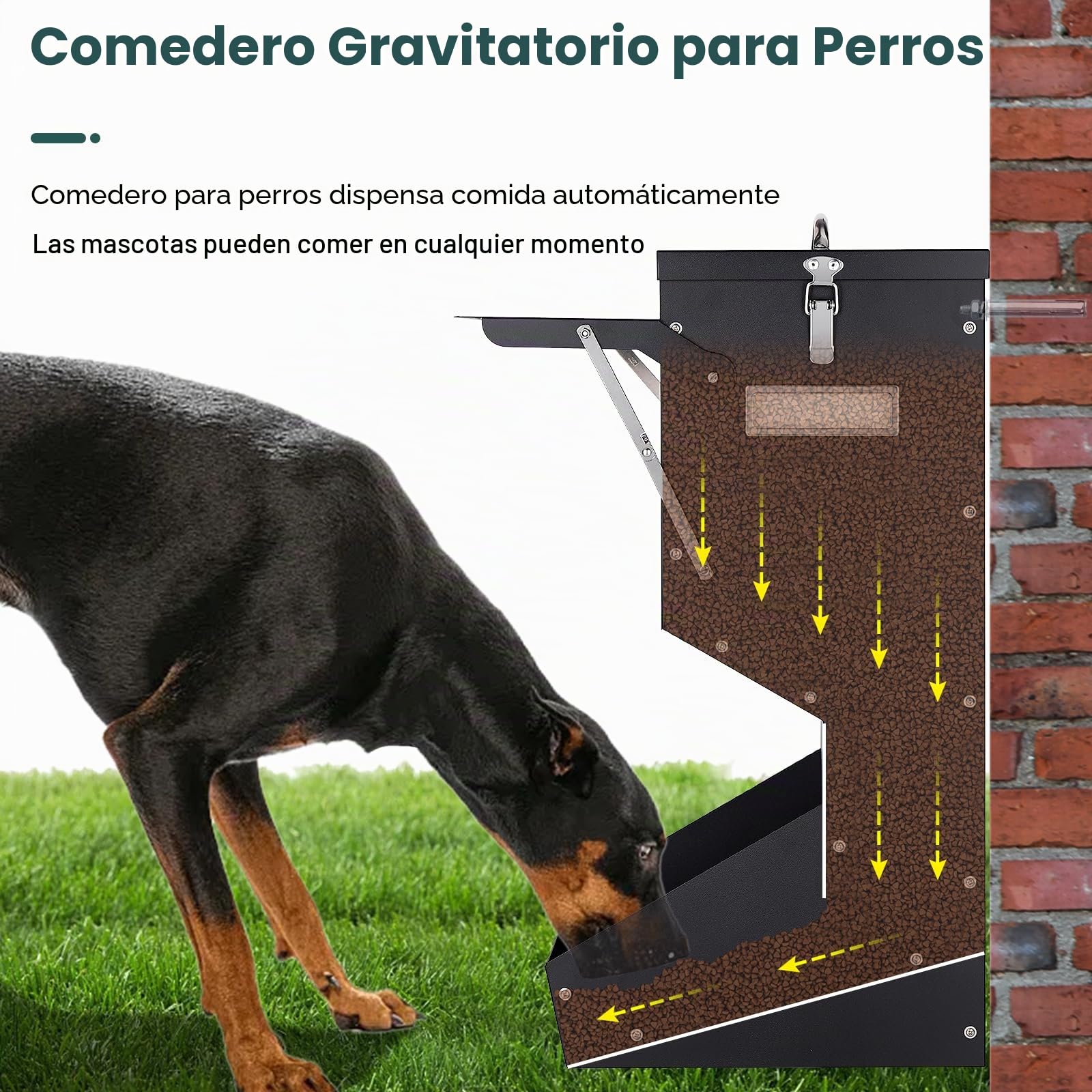 Comedero AutomáTico para Perros de Raza Grande, 25 Libras de Gravedad para Perros Al Aire Libre e Interior, Comedero Colgante para Grandes y Gatos