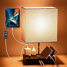 Lâmpada de mesa de fazenda totalmente regulável para leitura de quarto com 2 portas de carregamento USB, luminária de mesa de cabeceira com 2 tomadas e 2 suportes de telefone, lâmpada moderna de mesa de cabeceira para sala de estar, escritório, hotel, lâmpada incluída