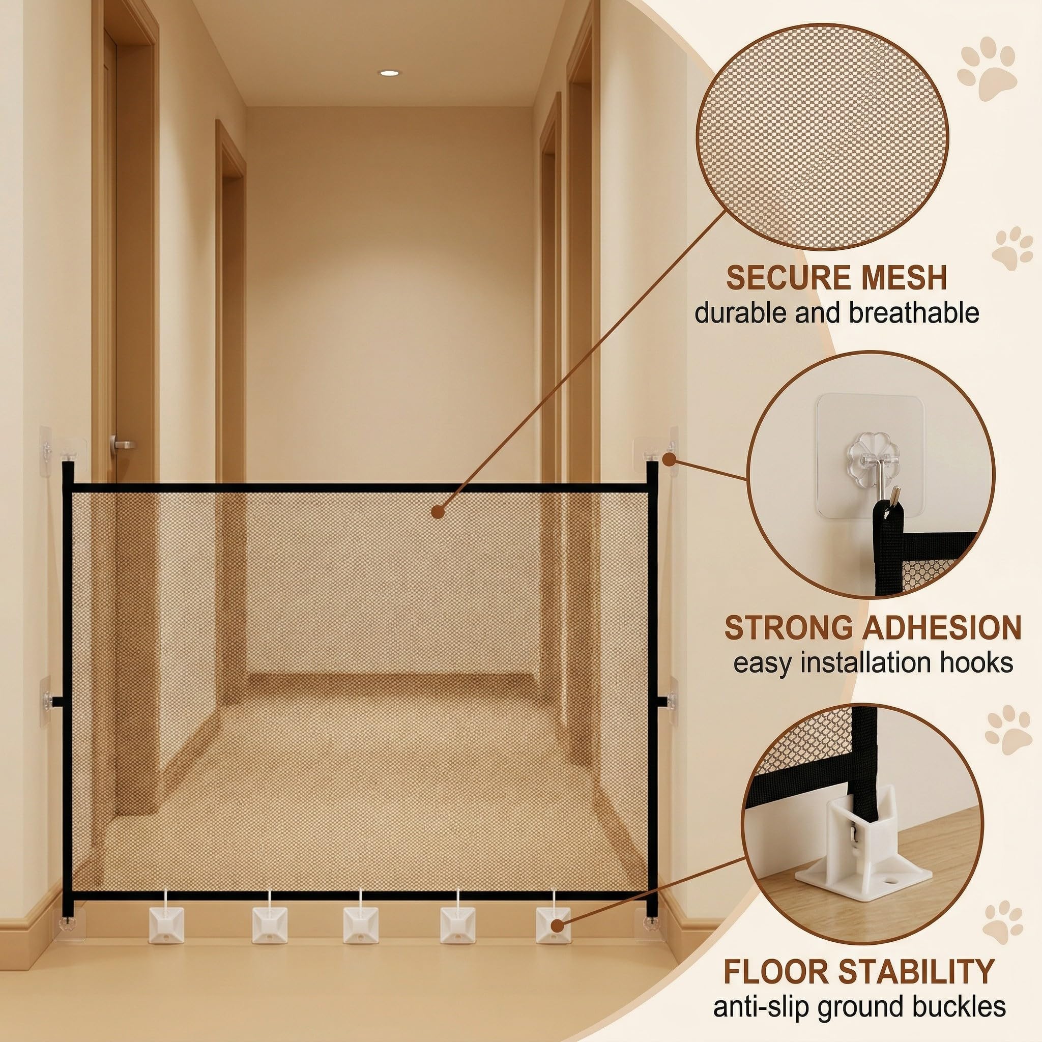 1 Pcs Cancelletto Cani, Barriera per Cani, Cancello Scale per Bambini e Animali Domestici, Cancelletto per Gatti per Porte, Scale e Corridoi, Uso Interni ed Esterni (180 * 72 cm)
