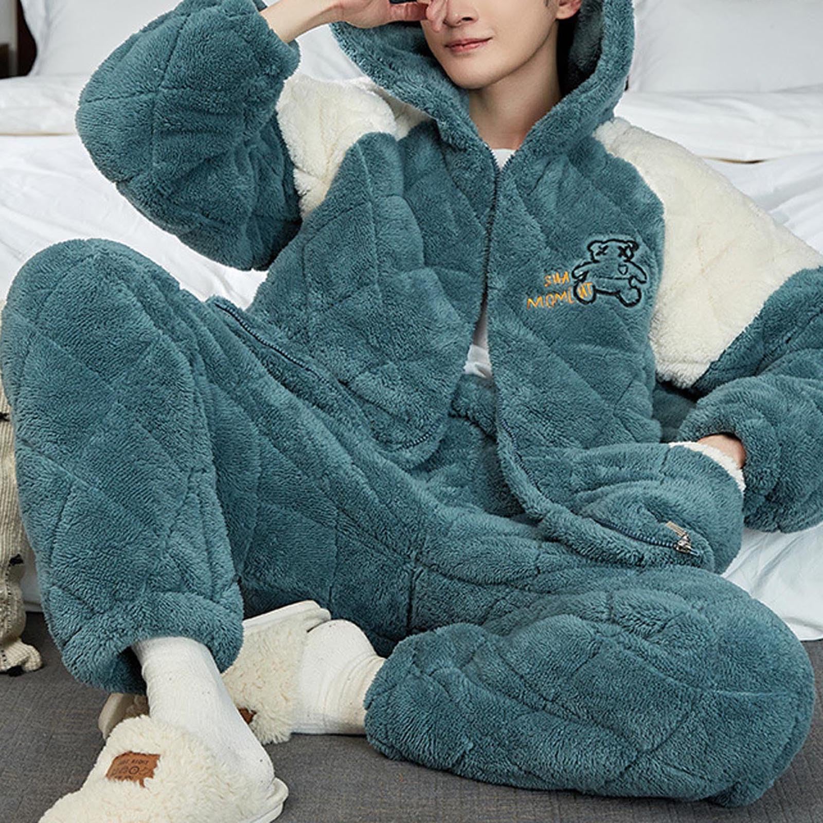 2025 Pigiami da Uomo 2 Pz Set Pigiama Taglie Forti a Maniche Lunghe Due Pezzi Abbigliamento Notte per la casa Delicato sulla Pelle Elegante