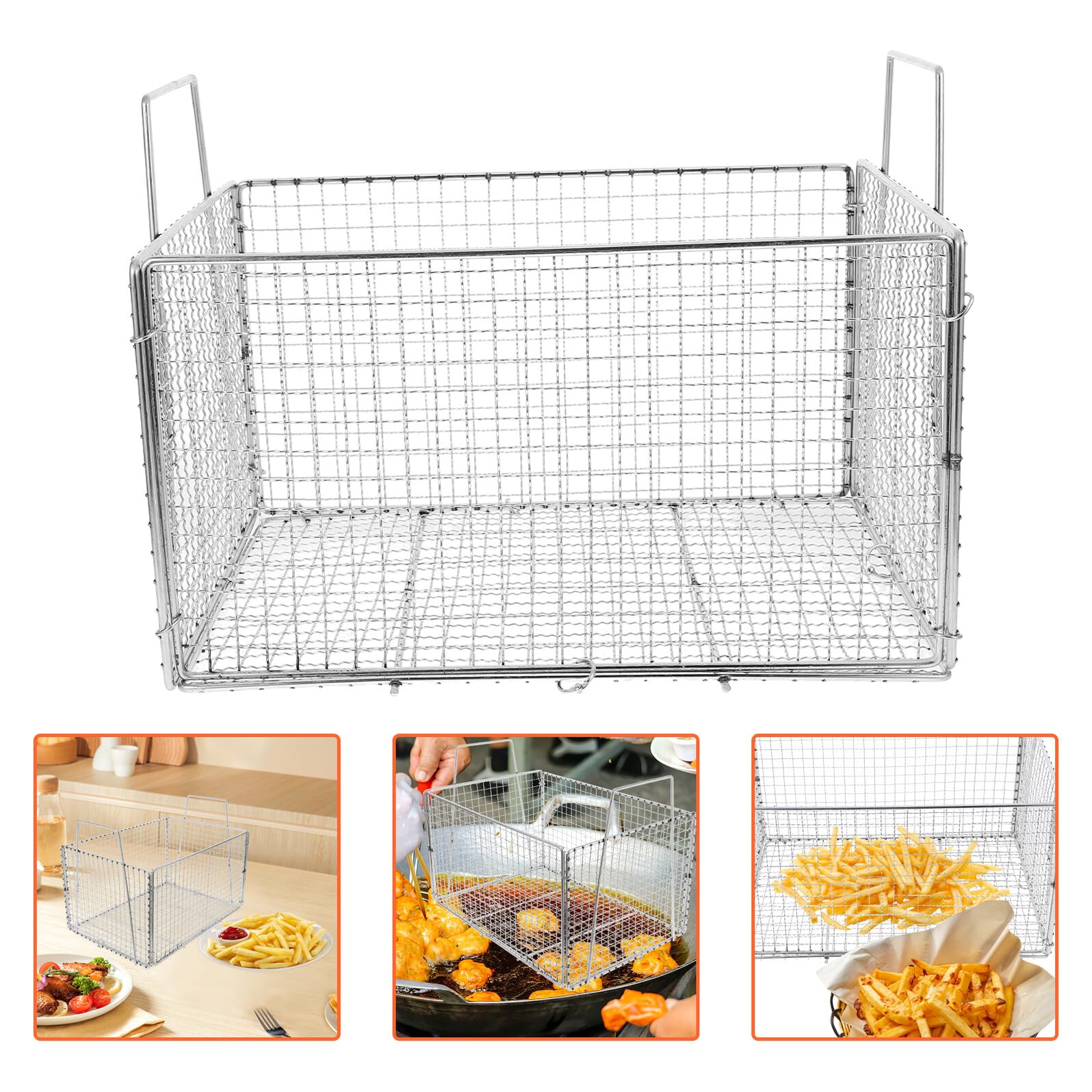 Cestello per Frittura Pieghevole in Acciaio Inox, Filtro Olio