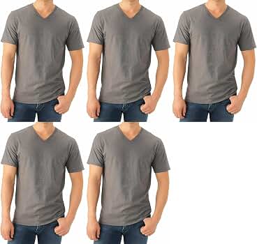 Fruit Of The Loom Men's Sofspun Cotton V-Neck T-Shirt - 4.7 Oz. Lightweight Jersey Tee (Athletic Heather)