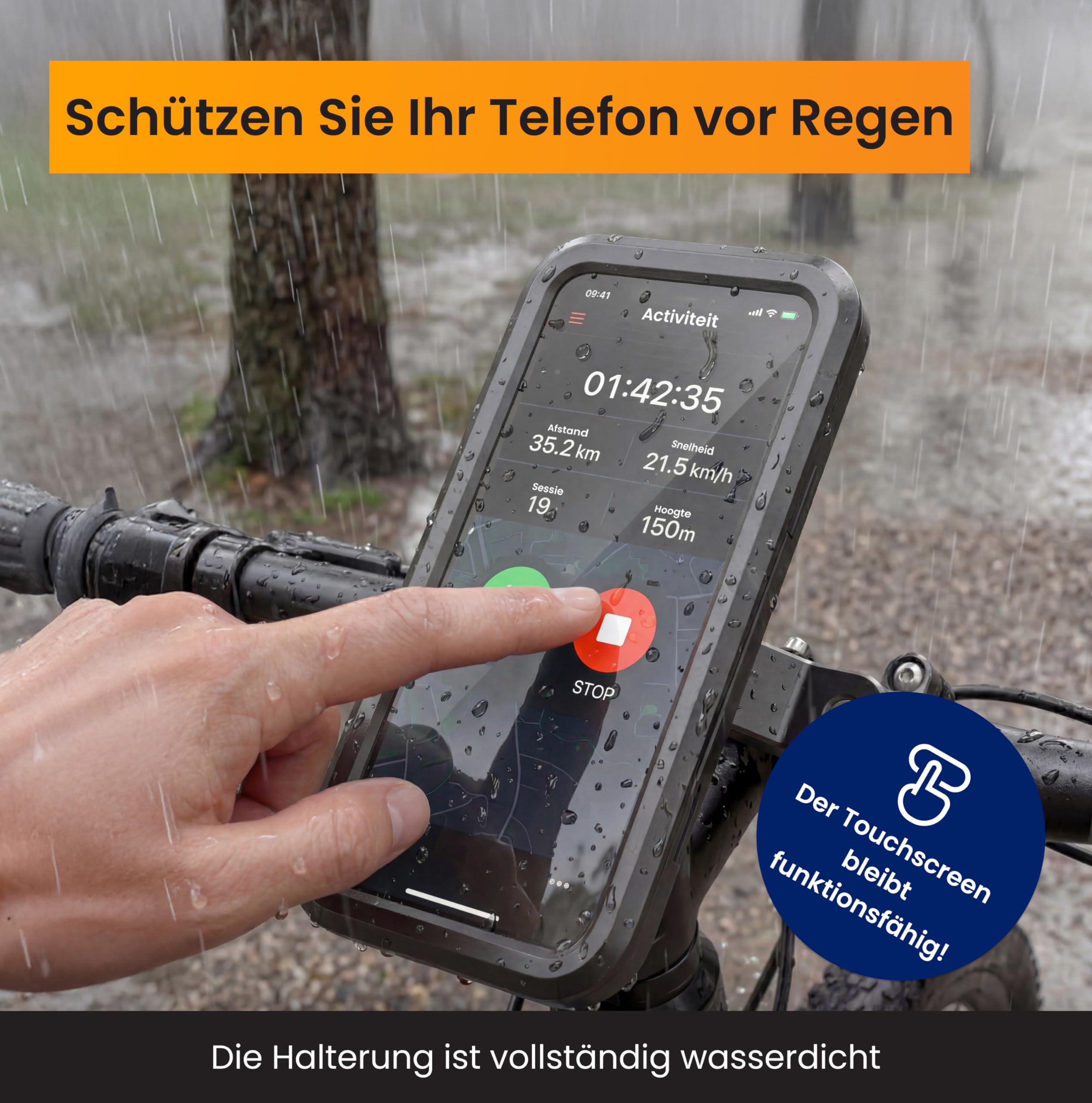 R2B Handyhalterung Fahrrad mit Powerbank 5000mAh Wasserdicht Fahrradhalterung Telefon, Smartphone Halterung Fahrrad mit Kabelloser Aufladung für Motor, Roller und E Bike