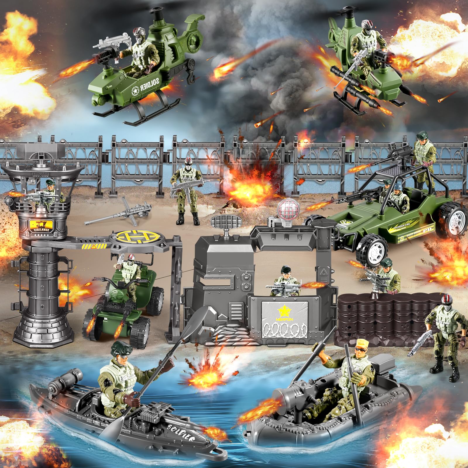 Amazon.com: JASSKKBO 87-in-1 Army Men Toys Sets for Boys 4-7 8-12