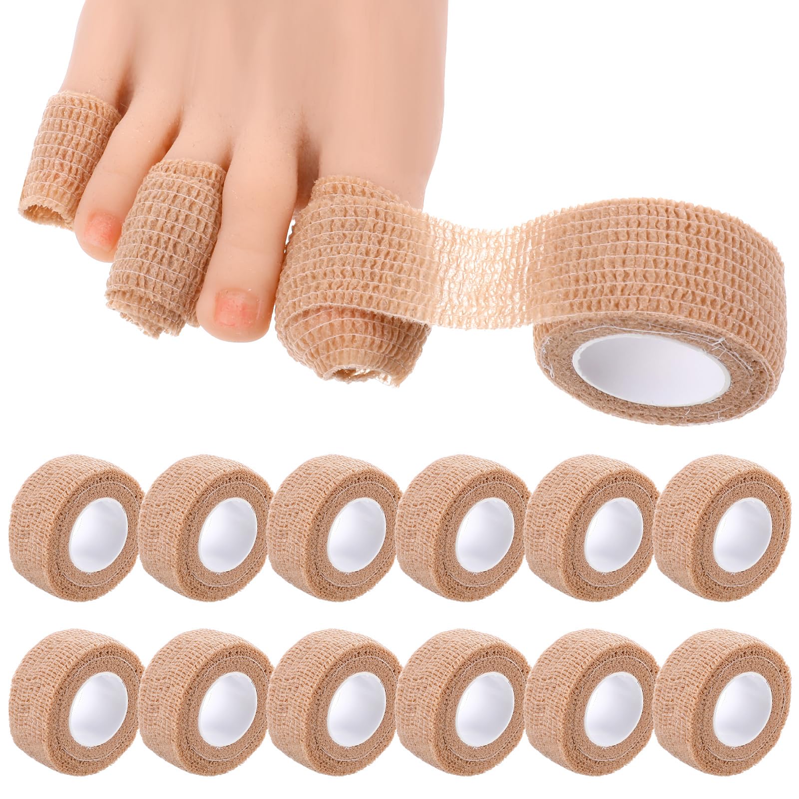 8 Rolls 1 inch Big Toe Protectors Bandage, Self Adhesive Toe Covers Guards for Men Women Runners Pain Relief Broken Little Toenail Tape for Thumb Finger Wrist Ankle Vet Wrap (Skin Color) — Amazon image 9