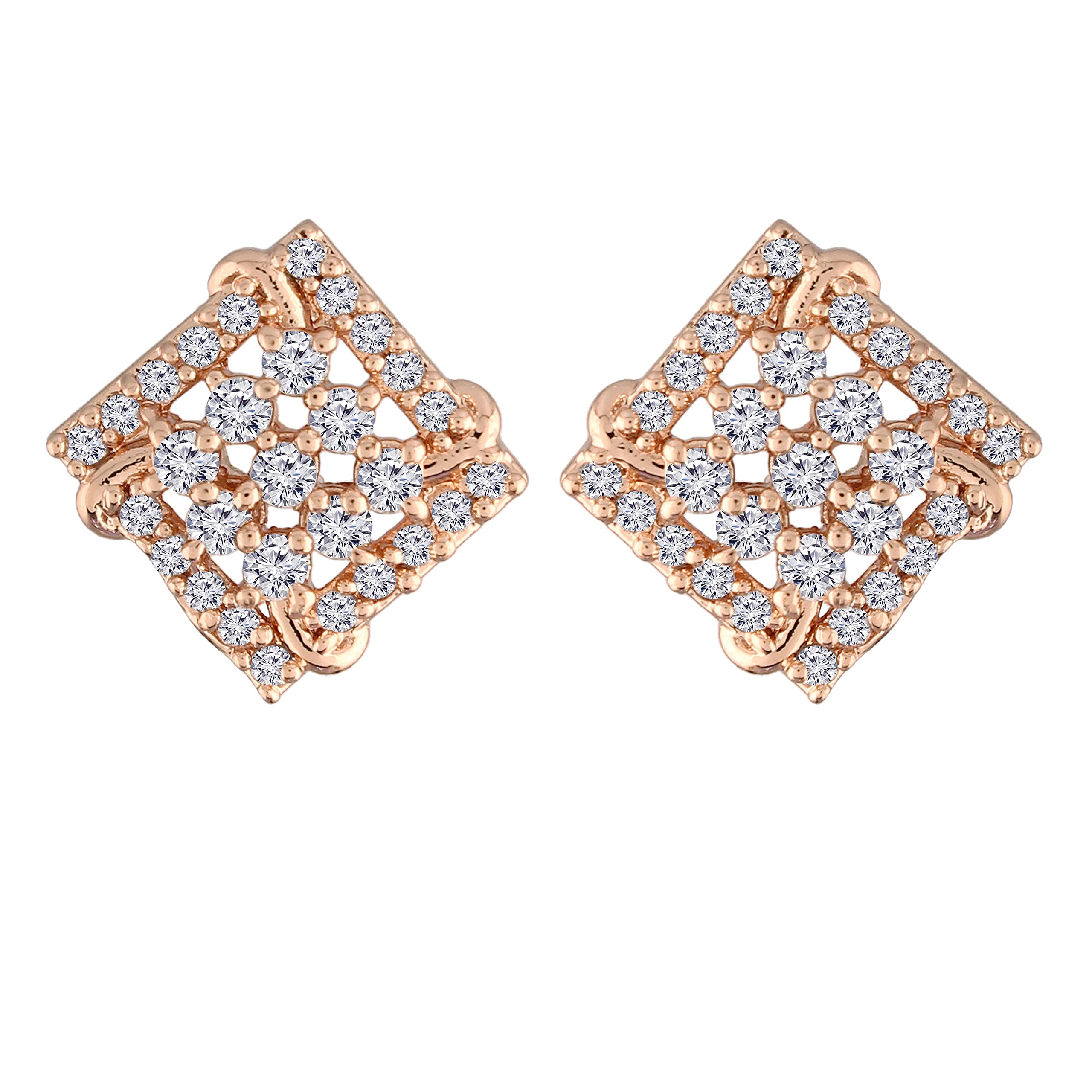 I Jewels Stylish Latest Fashion Rose Gold Plated Cubic Zirconia American Diamoand Square Shape Stud Earrings For Women/Girls (E2887) (B09GM7596B) Amazon Price History, Amazon Price Tracker