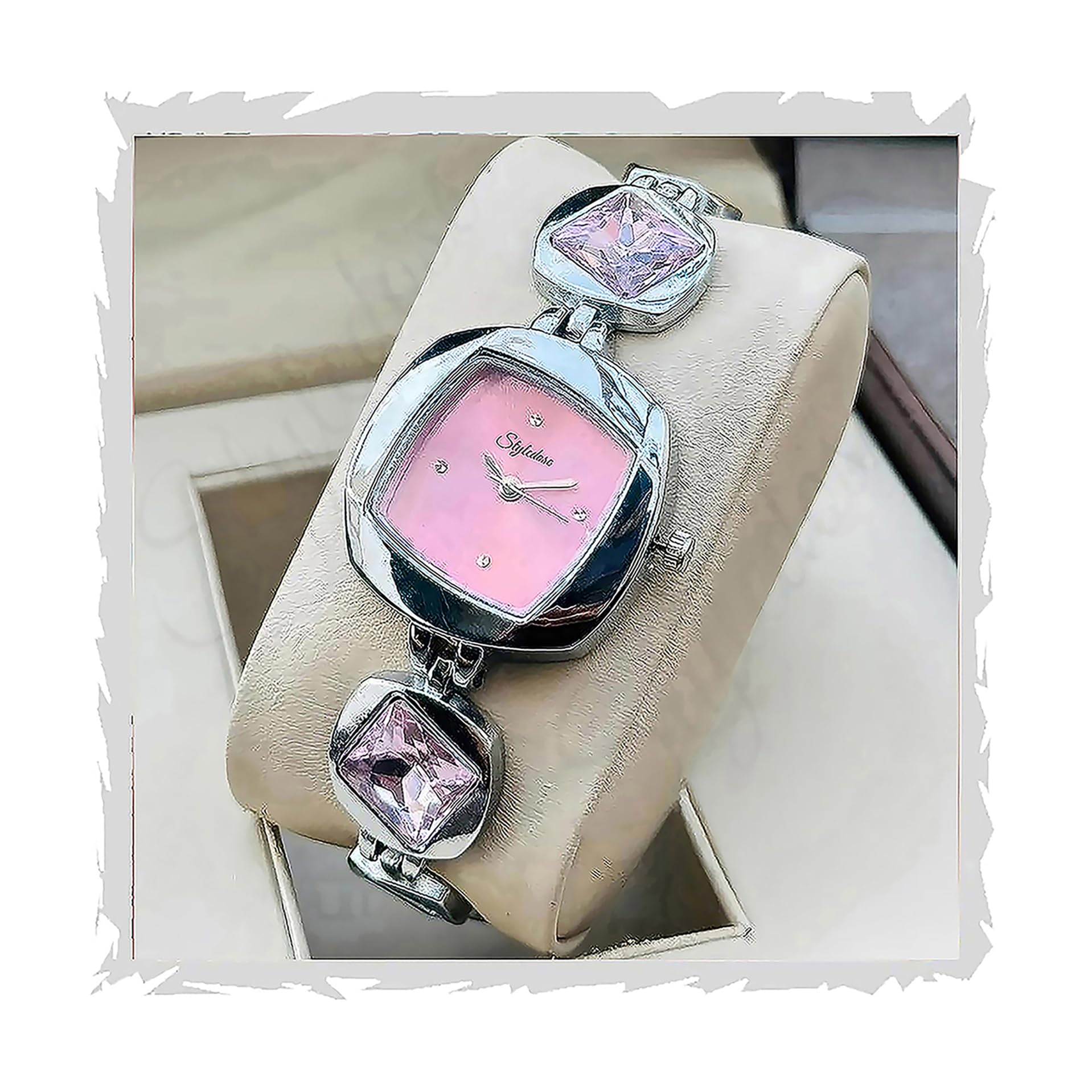 styledoseLuxury Dial in Square case with Ston Studded brecelet Strap Quartz Analogue Wrist Watches for Women's & Girls&Miss&Ladies