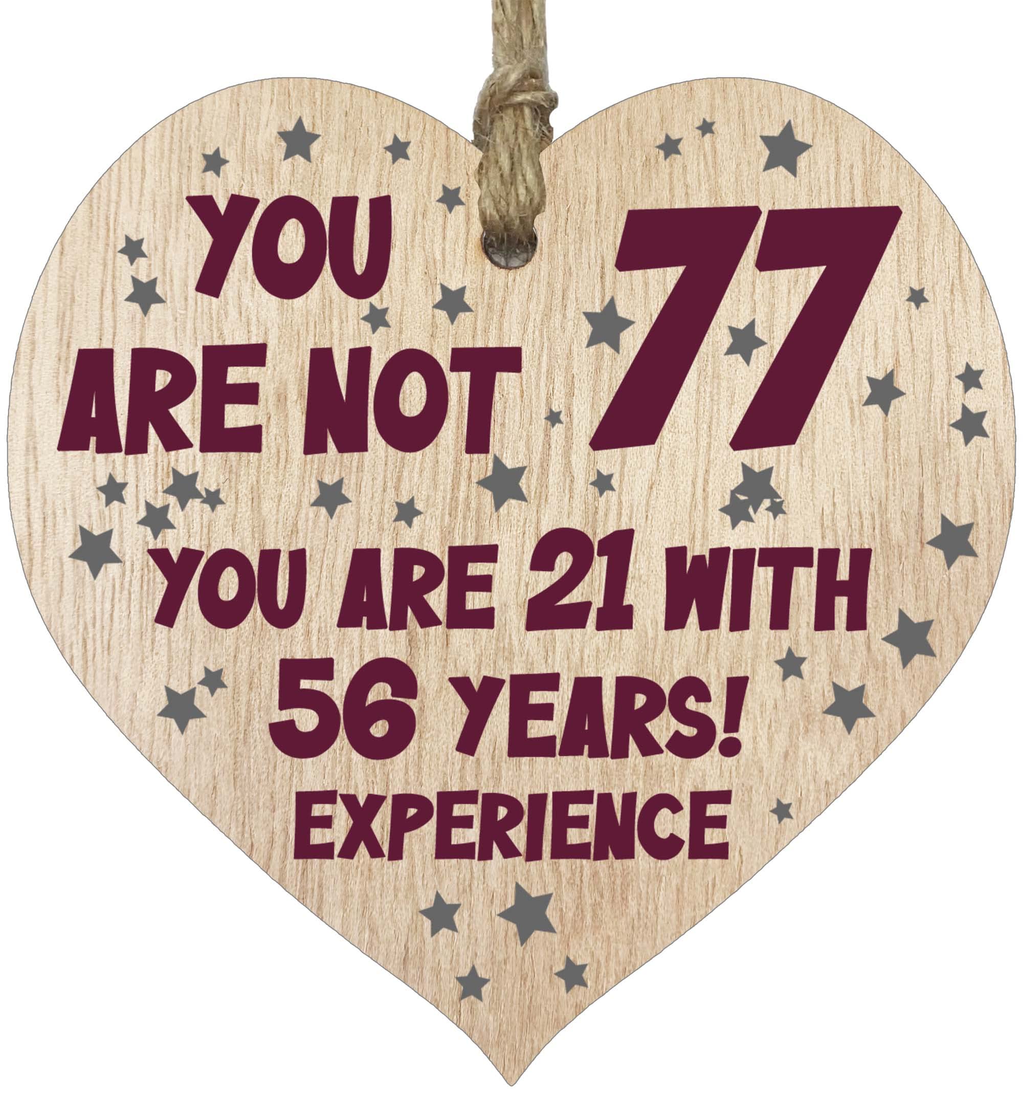 Stuff4 Women's 77 Th Birthday Gift For Men Wooden Heart Plaque, Light Wood Sign Keepsake, Happy Birthday Mum, Grandma, Dad, Husband, Wife, Uncle, Mum Gifts From Son, Nan, Grandad Birthday Present
