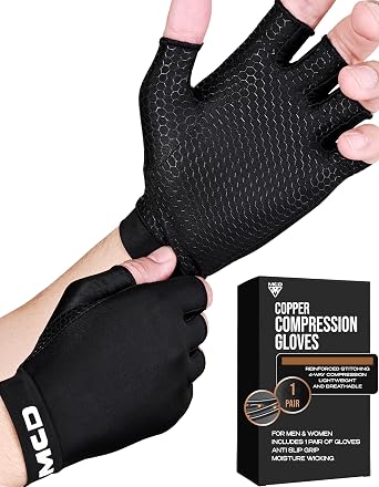 MCD Arthritis Gloves Women & Men Fingerless Gloves for Arthritis Hand Support for Arthritis Gloves Men, Arthritis Copper Compression Gloves for Arthritis for Women & Men Gloves for Arthritic Hands