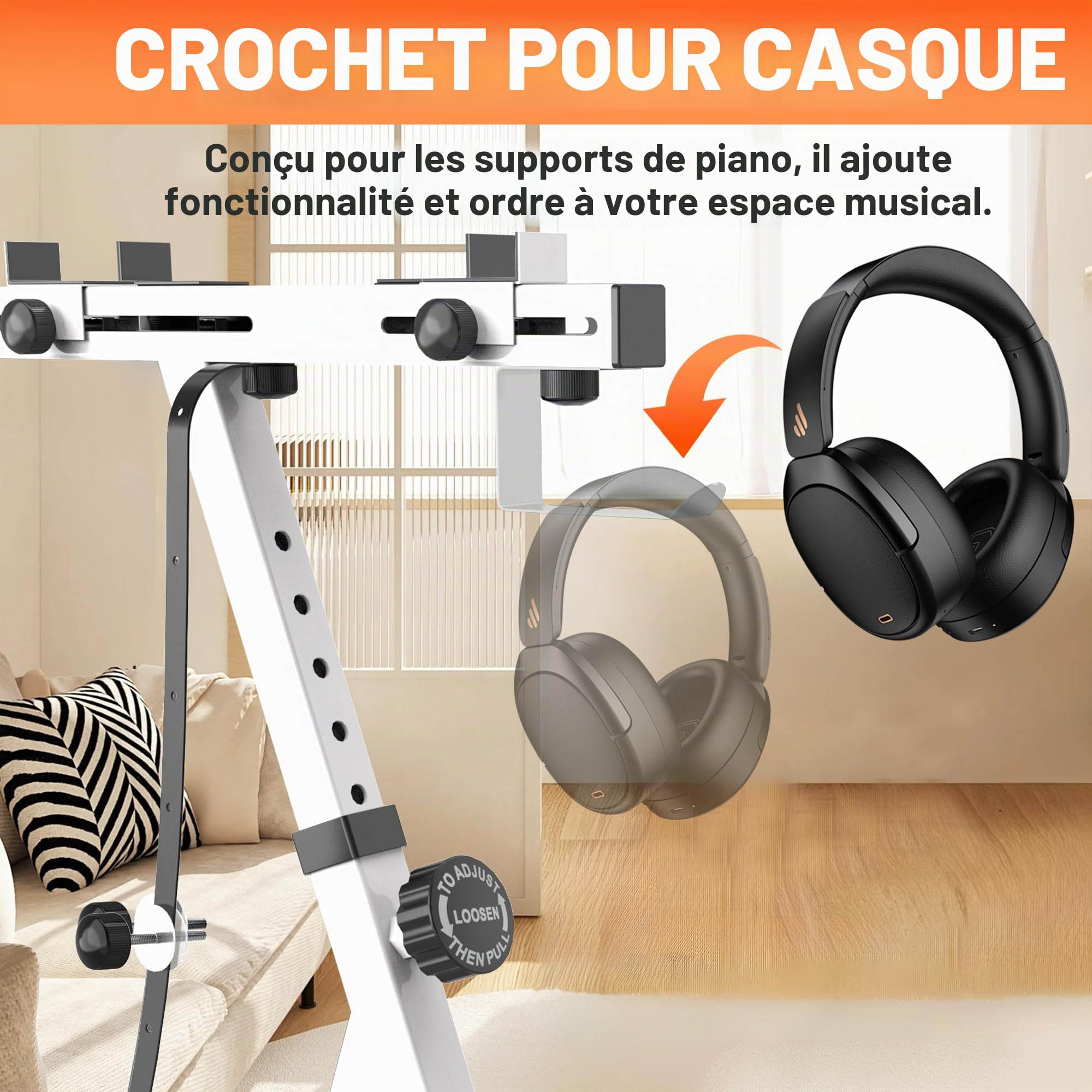 Support de clavier Vhffoso, universel, réglable en hauteur et largeur, pour claviers de 54 à 88 touches, avec support de piano en Z, charge maximale de 100 kg, blanc, en plastique