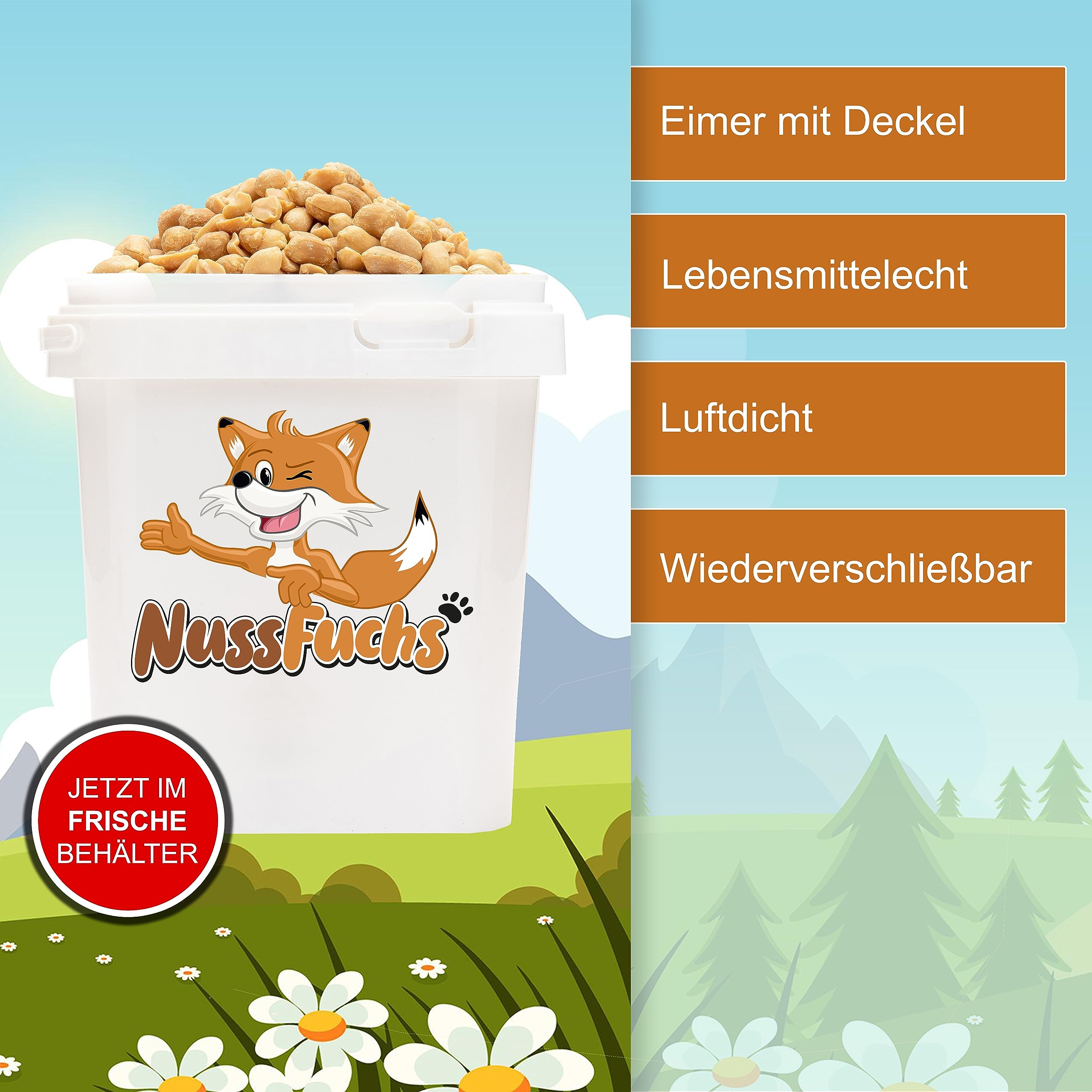 Erdnüsse geröstet 3,5kg - geröstet & OHNE SALZ - knackige Erdnüsse ohne Salz - blanchiert/ohne Haut - getrocknet - Röst Aromen - im praktischen Standbeutel oder im Eimer - (3,5kg Eimer)