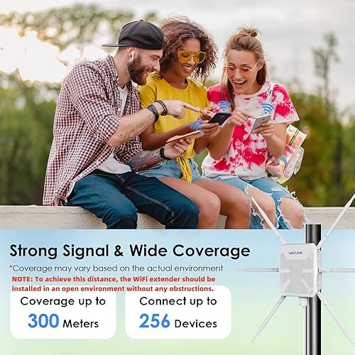 Miniatura 7 de WAVLINK AX3000 WiFi 6 Punto de acceso, extensor WiFi para exteriores de largo alcance con doble bandaPoEIP67 impermeable6 x 7dBi antenas, soporta