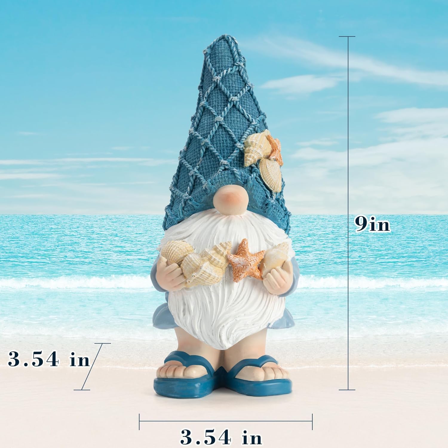Etlemonde Beach Gnomes Statues,Ocean Gnomes,Nautical Themes Decoration,Beach, Gnome Holding Seashells