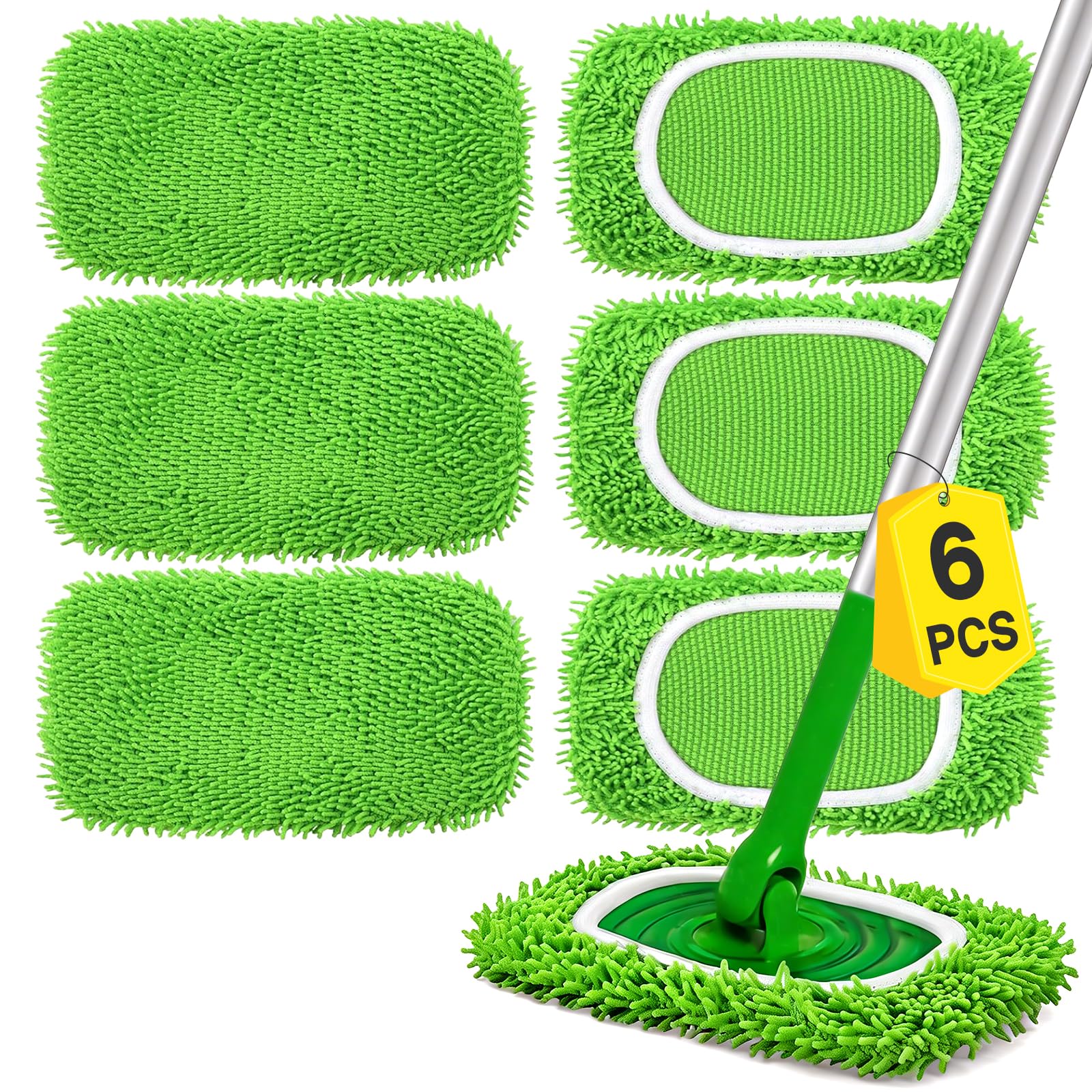 6 sztuk Suchych Mopów do Podłogi dla Swiffer Wilgotne Ścierki – Ścierki dla Swiffer Wielokrotnego Użytku i Prania, Do Czyszczenia Twardych Podłóg i Drewnianych Podłóg