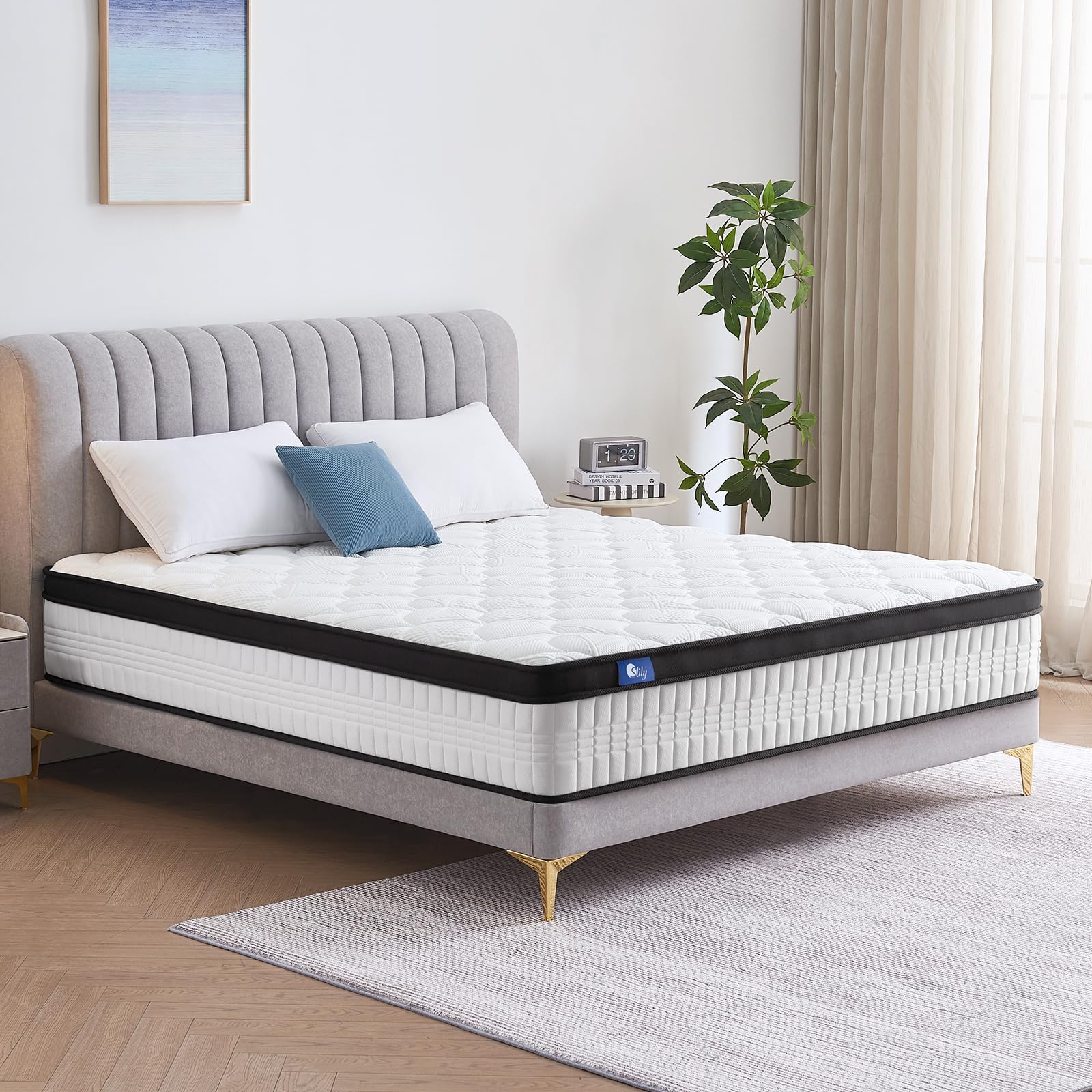 Matelas 90x200 26cm Épaisseur, Matelas à Ressorts Ensachés - Soutien 7 Zones, H4 Dureté Moyenne, Matelas Mousse Mémoire Forme Haute Densité, Certifié Oeko-Tex