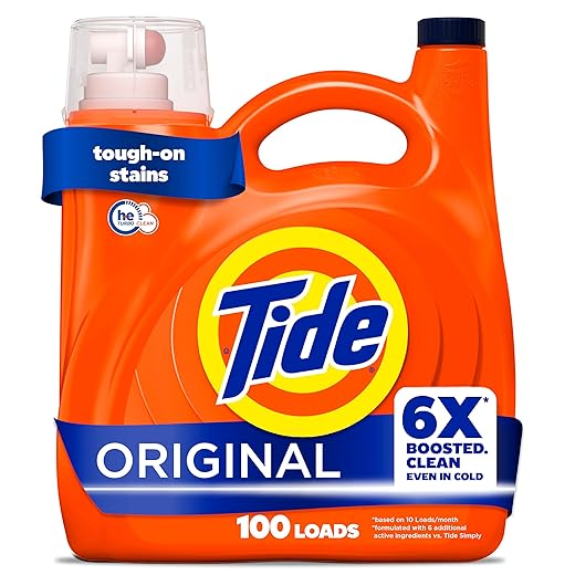 Tide Liquid Laundry Detergent, Original Scent, 125 fl oz, 100 Loads, Boosted Clean Even in Cold Water with Concentrated Washing Soap