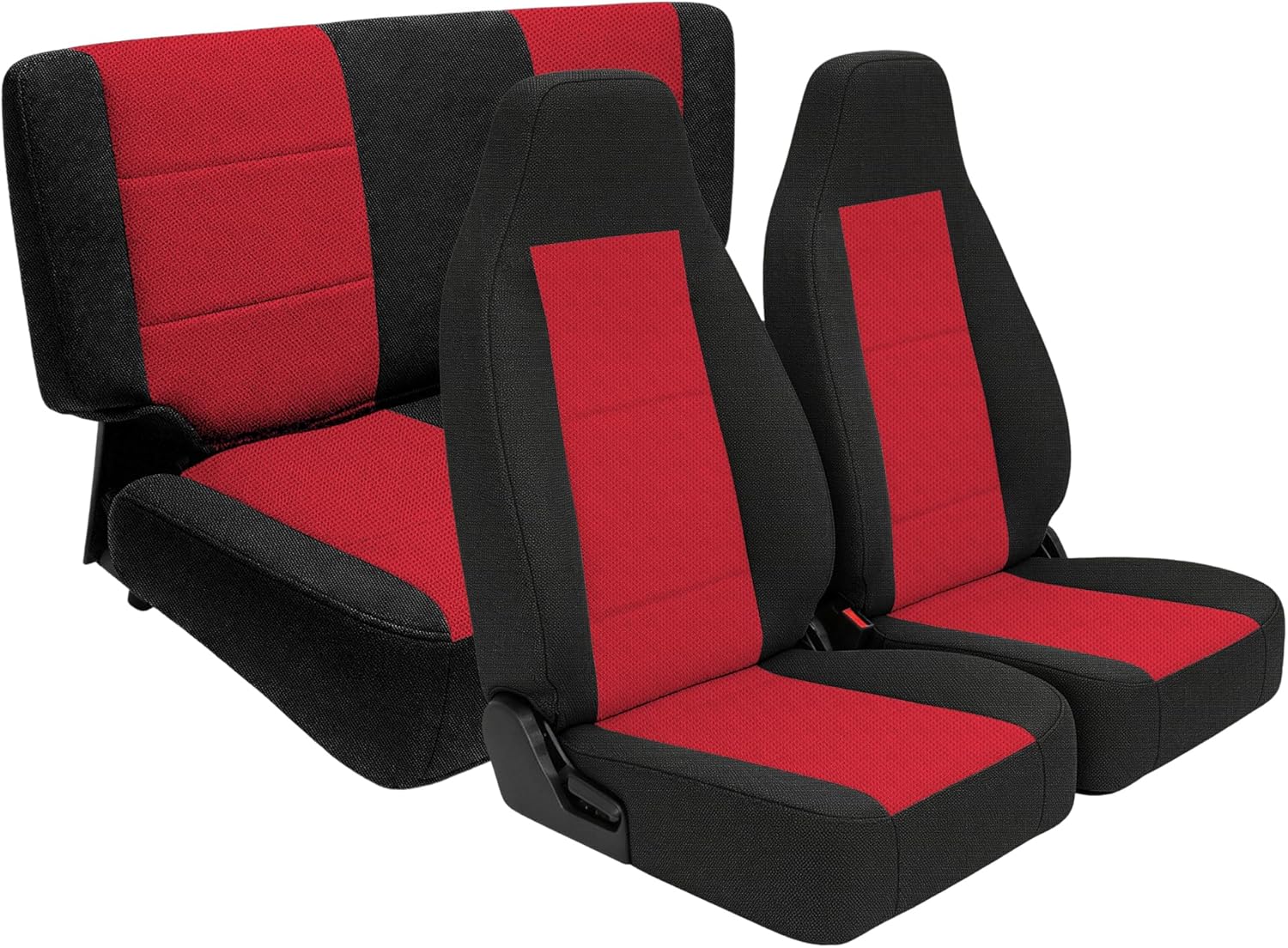Neoprene Full Set Front and Rear Seat Covers for Jeep Wrangler TJ 1997 1998 1999 2000 2001 2002, Easy to Install and Clean - Red
