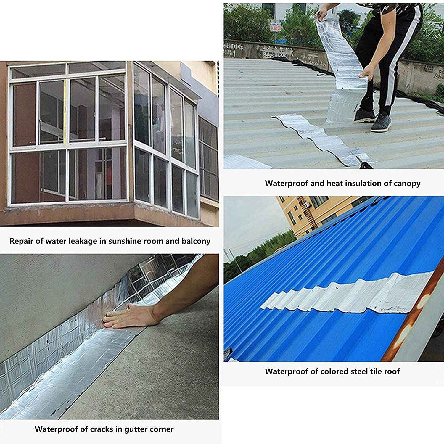 Cinta Impermeable for Reparar Fugas de tuberías, Cinta de reparación for Grietas de Techo, toldos, Pisos, Ventanas, fregaderos de Cocina, Cinta selladora(30cm(W) x 5m(L))