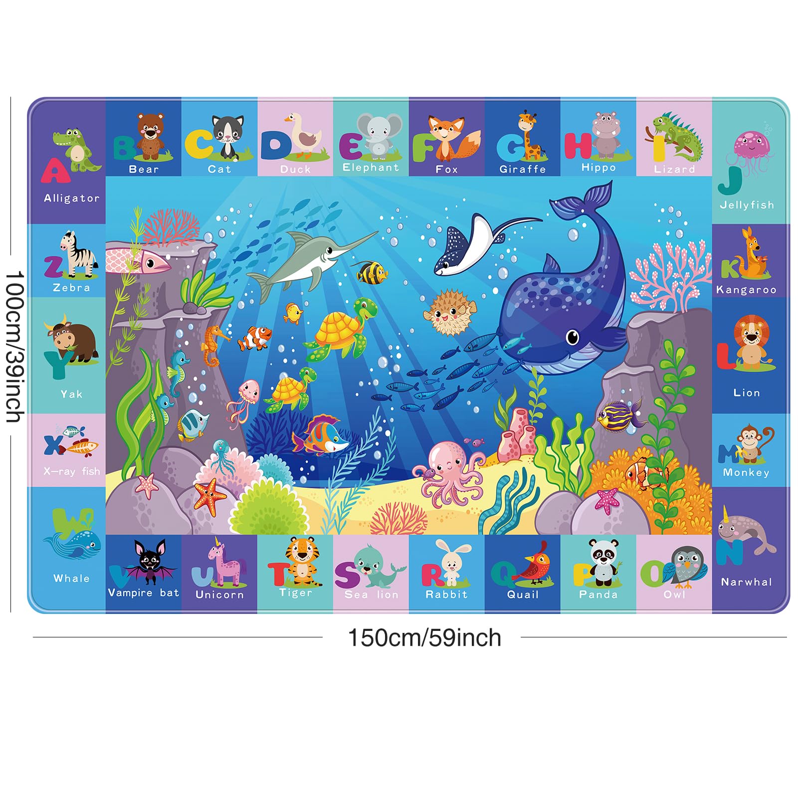 AKUNRUG Baby Play Mat for Floor Kids Rug Playmat Baby Crawling Mat Educational Tummy Time Mat Soft ABC Play Carpet for Toddlers Infants Kids Rug for Playroom Classroom (150X100 CM - Image 3