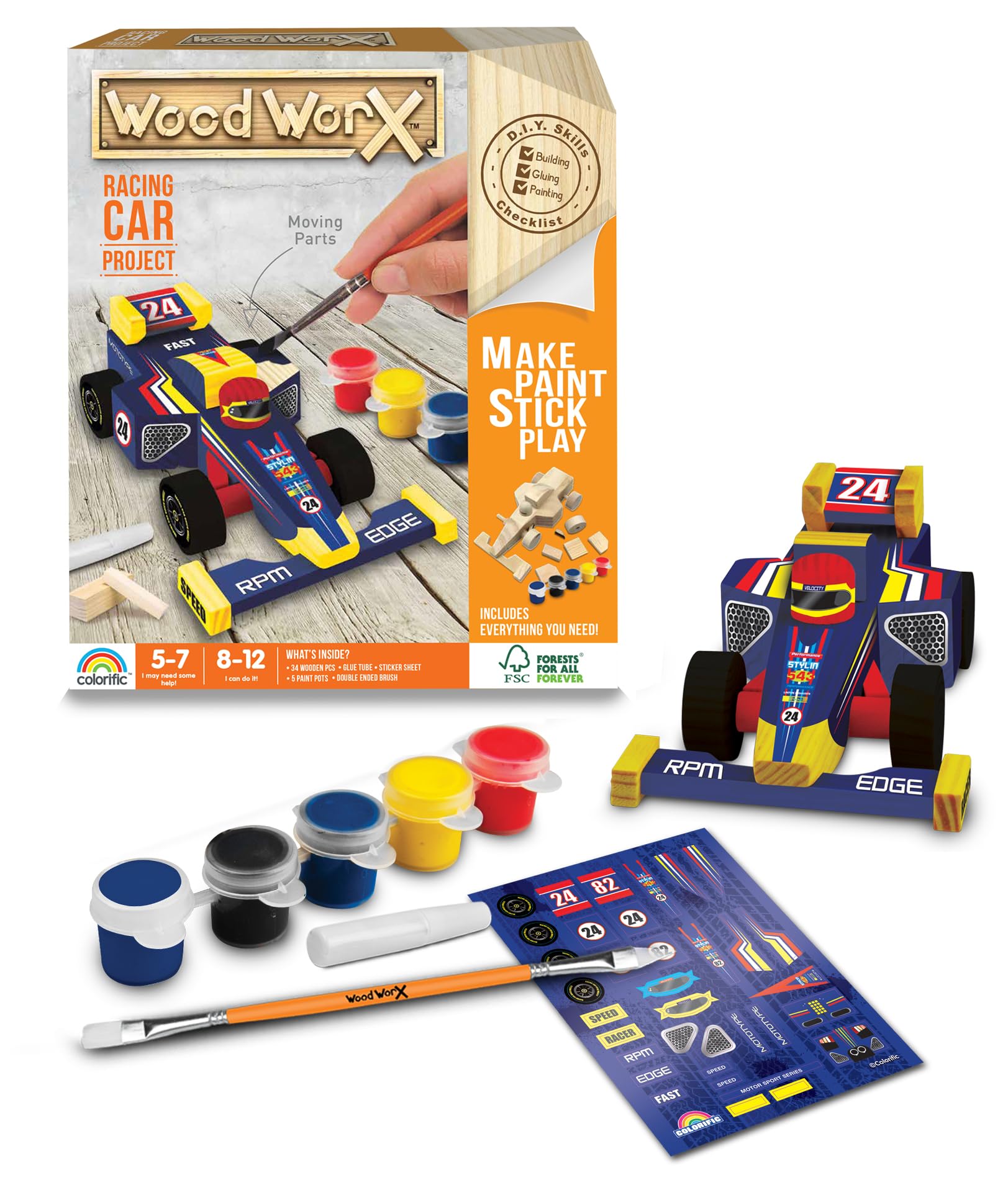 Amazon.com: Goliath Wood Worx Racing Car Project - Make, Paint
