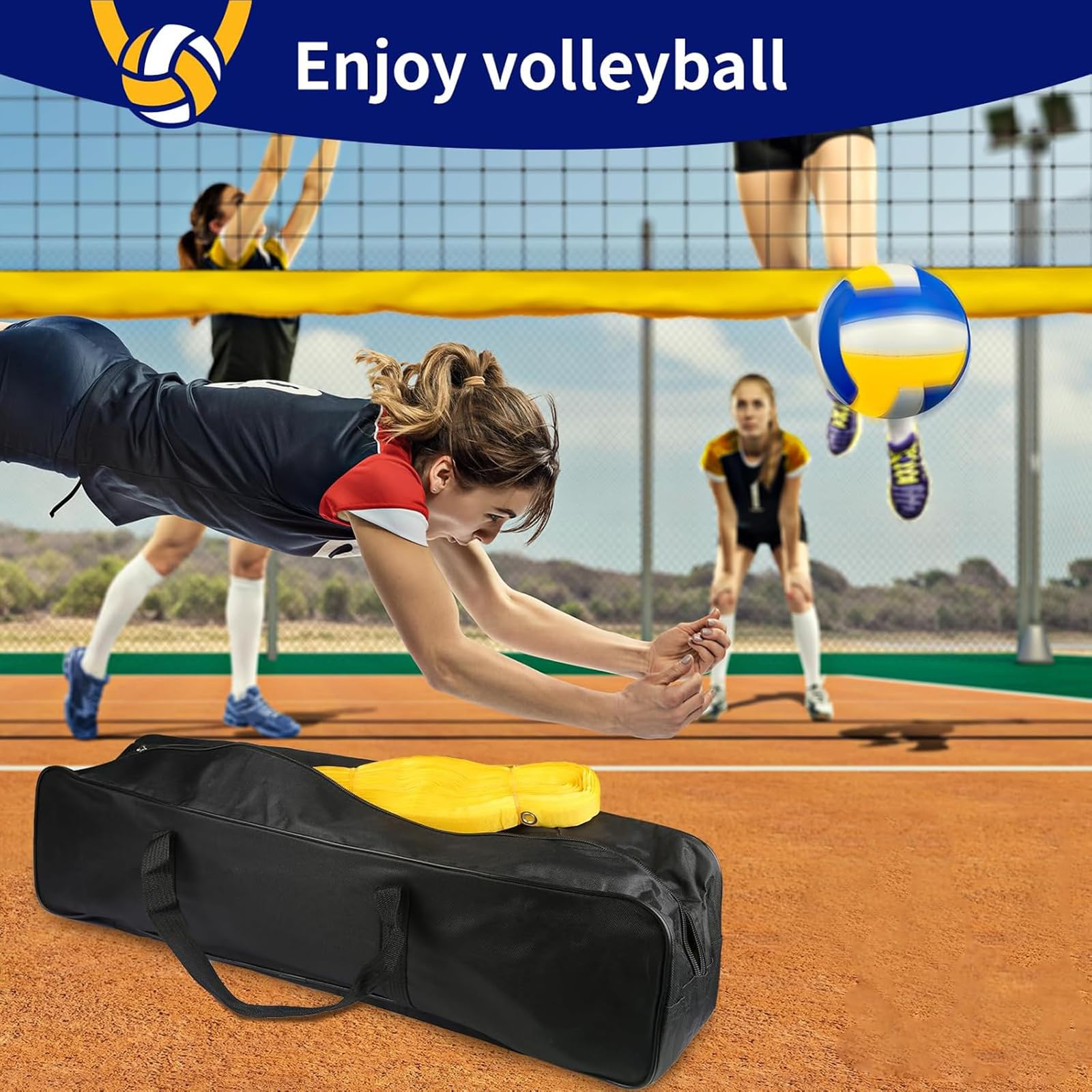Volleyballnetz Set Outdoor Tragbarer Beachvolleyball-Netz Garten Strand Rasen