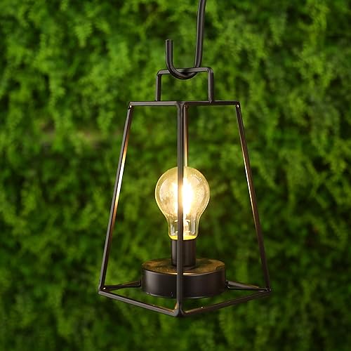 Miniatura 6 de JHY DESIGN Lámpara de mesa geométrica de estilo retro de 10 pulgadas de alto, lámpara inalámbrica de hierro simple con batería con temporizador de 6