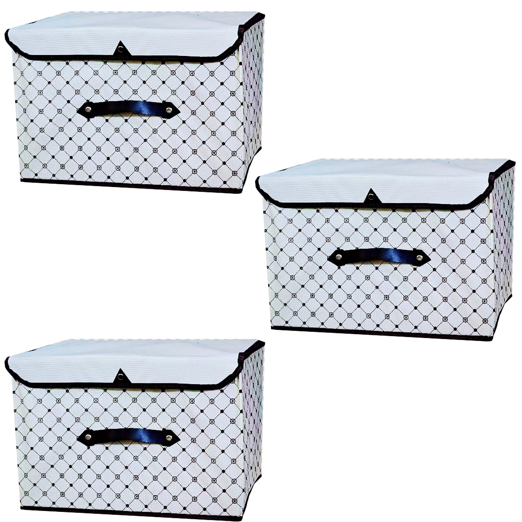 3 Boîtes De Rangement En Tissu Avec Couvercle - Pliables Et Empilables - 26x19x16cm - Pour Vêtements, Jouets, Accessoires