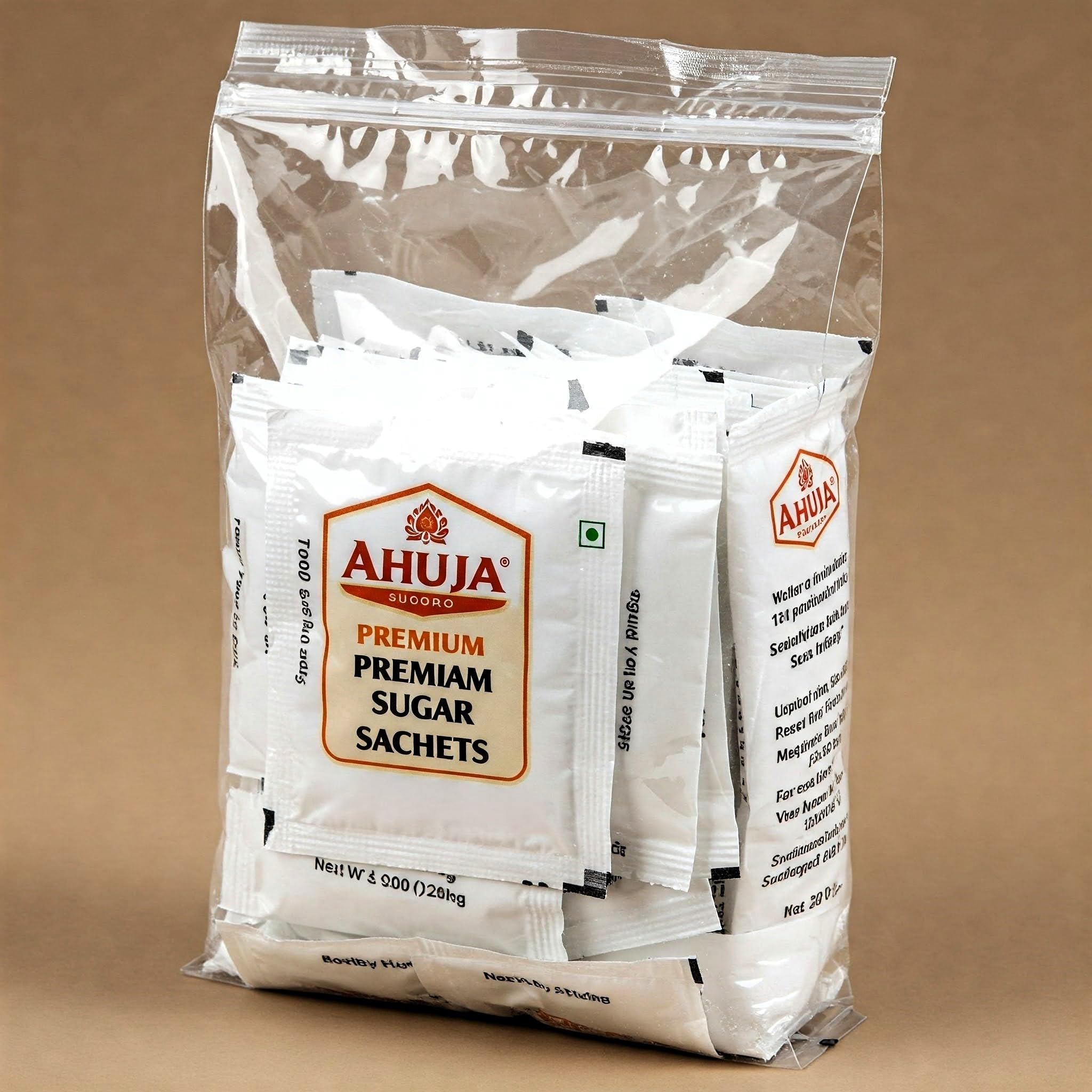 Ahuja Premium Sugar Sachets (144 Count) - Granulated Sugar for Coffee, Tea, & Beverages - Home, Office, Restaurant Use