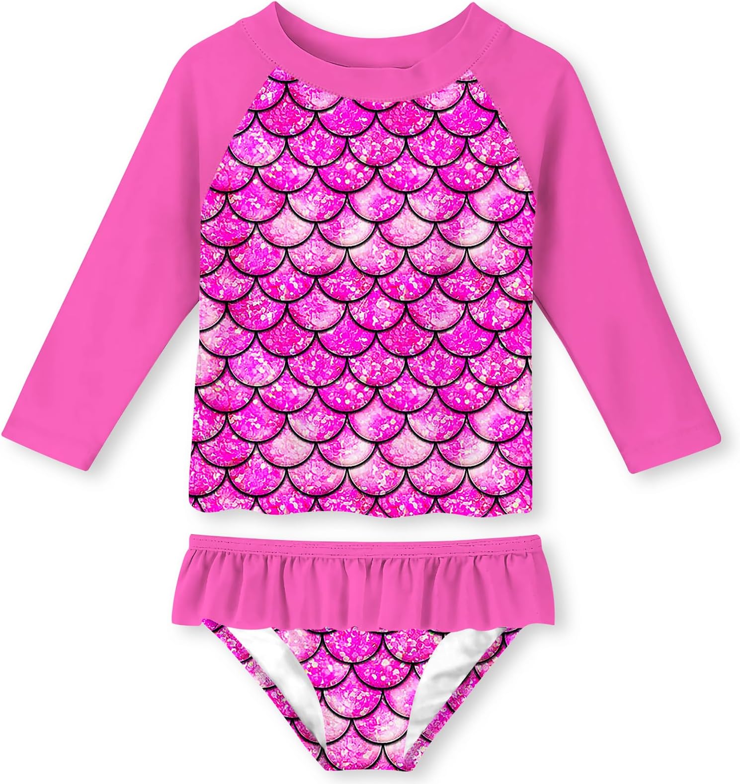 Toddler Girls Swimsuit Rashguard Set Summer Beach Breathable Tankini with UPF 50+ Sun Protection 2-8T