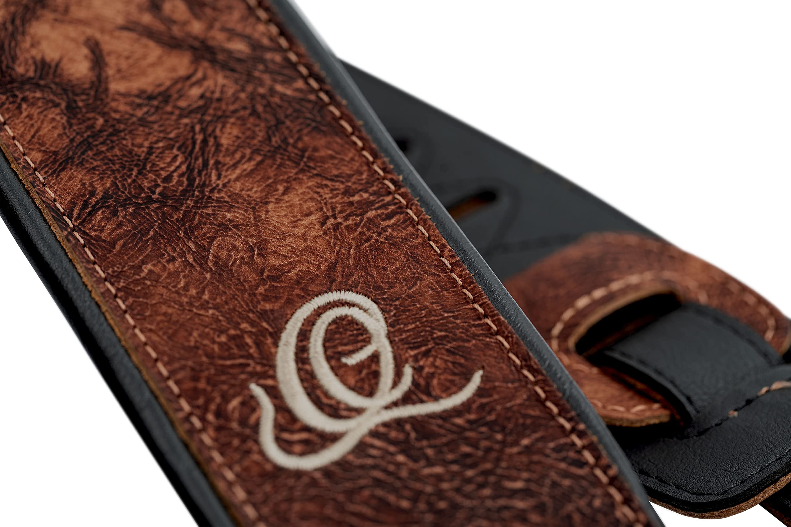 Ortega Guitars Tracolla per Chitarra Regolabile – Chitarra Acustica / Elettrica, Basso Acustico / Elettrico – Classic Series – Vera Pelle, Chestnut Tree (OSCL-2)