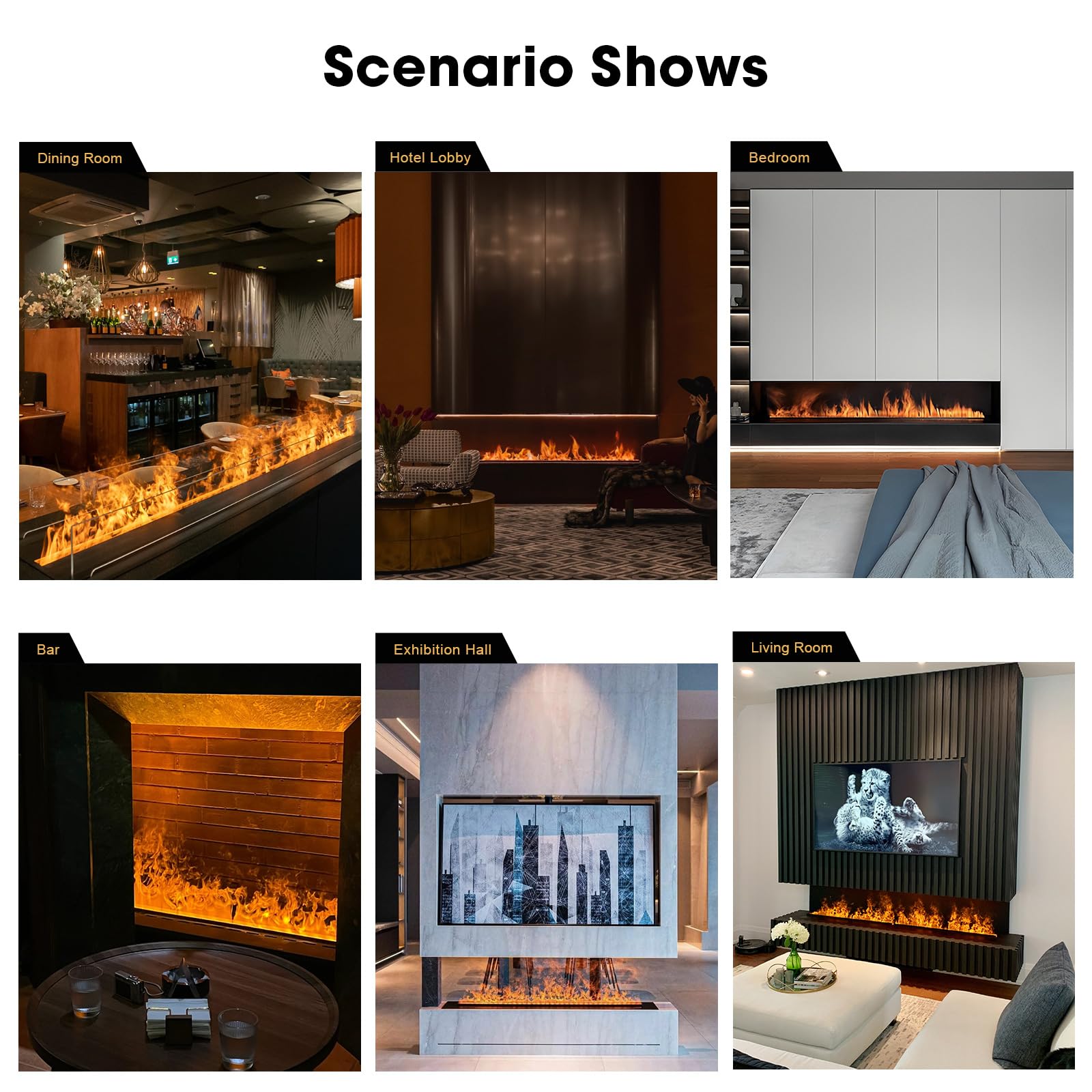 Electric Fireplace 3D Water Vapor Fireplace Recessed Realistic Atomized Flame, with Water and Remote Control Electric Steam Fireplace Stove (Size:L47.24x W7.87x H8.27 in)