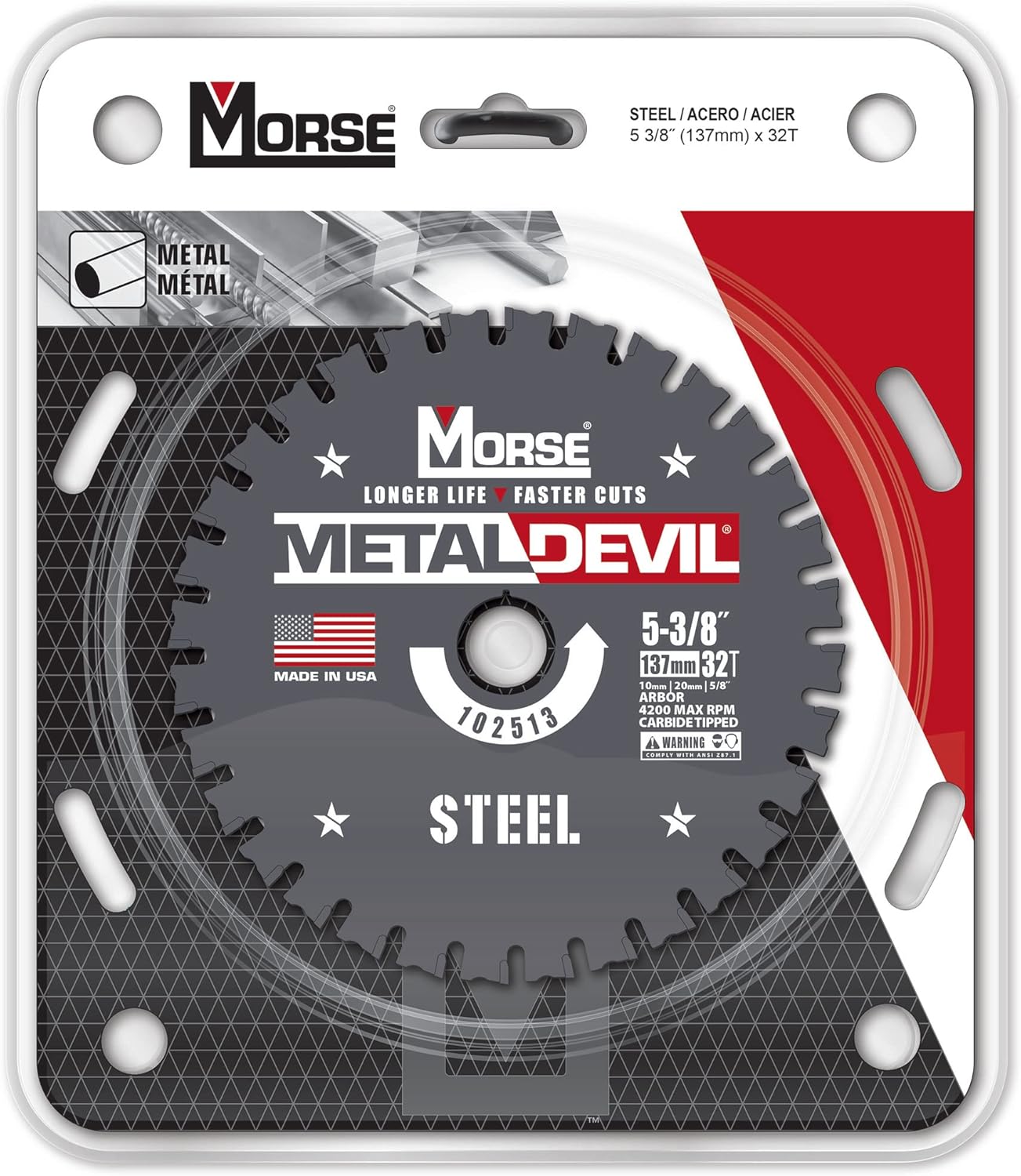 Morse Metal Devil CSM53832FSC, Circular Saw Blade, Carbide Tipped, Steel Cutting, 5-3/8 inch, 1 Pack