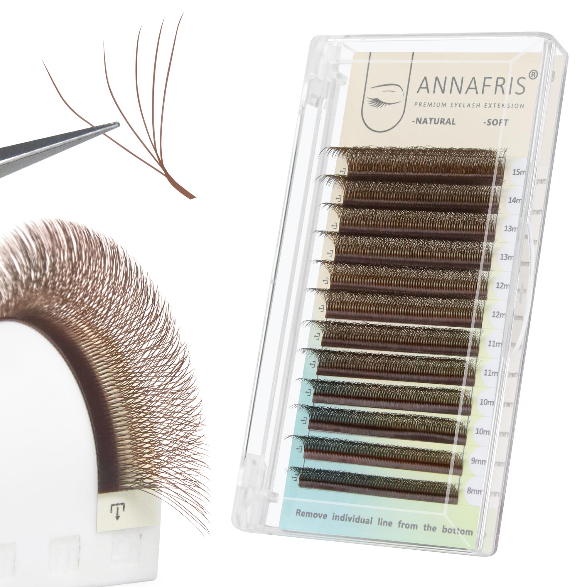 ANNAFRIS Lash Extension 5D W Brown 0.07 D Curl 9-13mm Premade Fan Lash Russian Volume Eyelash Soft Faux Mink False Lashes(5DW,0.07D,Brown,9-13mm)