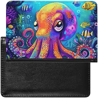 Colorful Octopus Funny Cute Passport Covers Slim Vaccine Card Organizer Holder Travel Wallet with Card Slots
