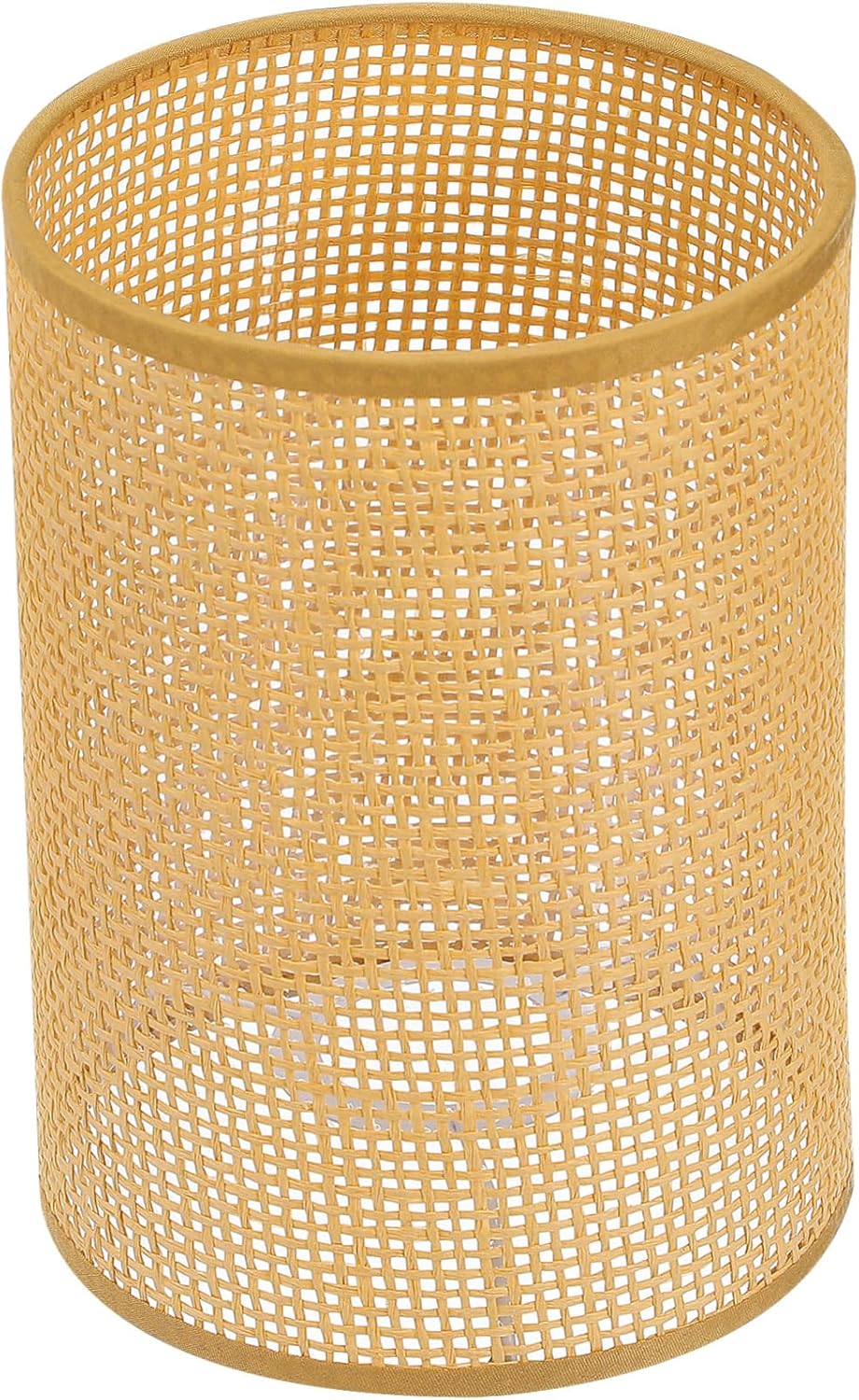 Rattan Woven Lamp Shade for Table Lamps Rustic Drum Design Unique Light Cover for Living Bedroom Cafes and Hotels Rattan and Metal Construction