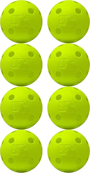 Franklin Sports Plastic Baseballs - Indestruct-A-Ball Plastic Batting Practice Baseballs - Plastic Training Balls - MLB Official Size - Yellow - 8 Pack
