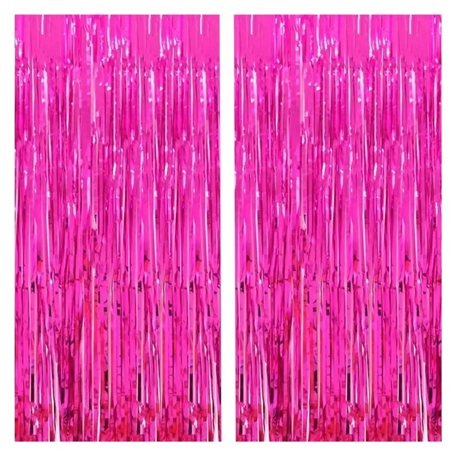 Rideau Métallique Tinsel Lot de 2 Rideaux à Franges en Feuille d'aluminium métallisé Rose Vif Brillant de 3,2 Pieds x 8,2 Pieds for Toile de Fond de photomaton